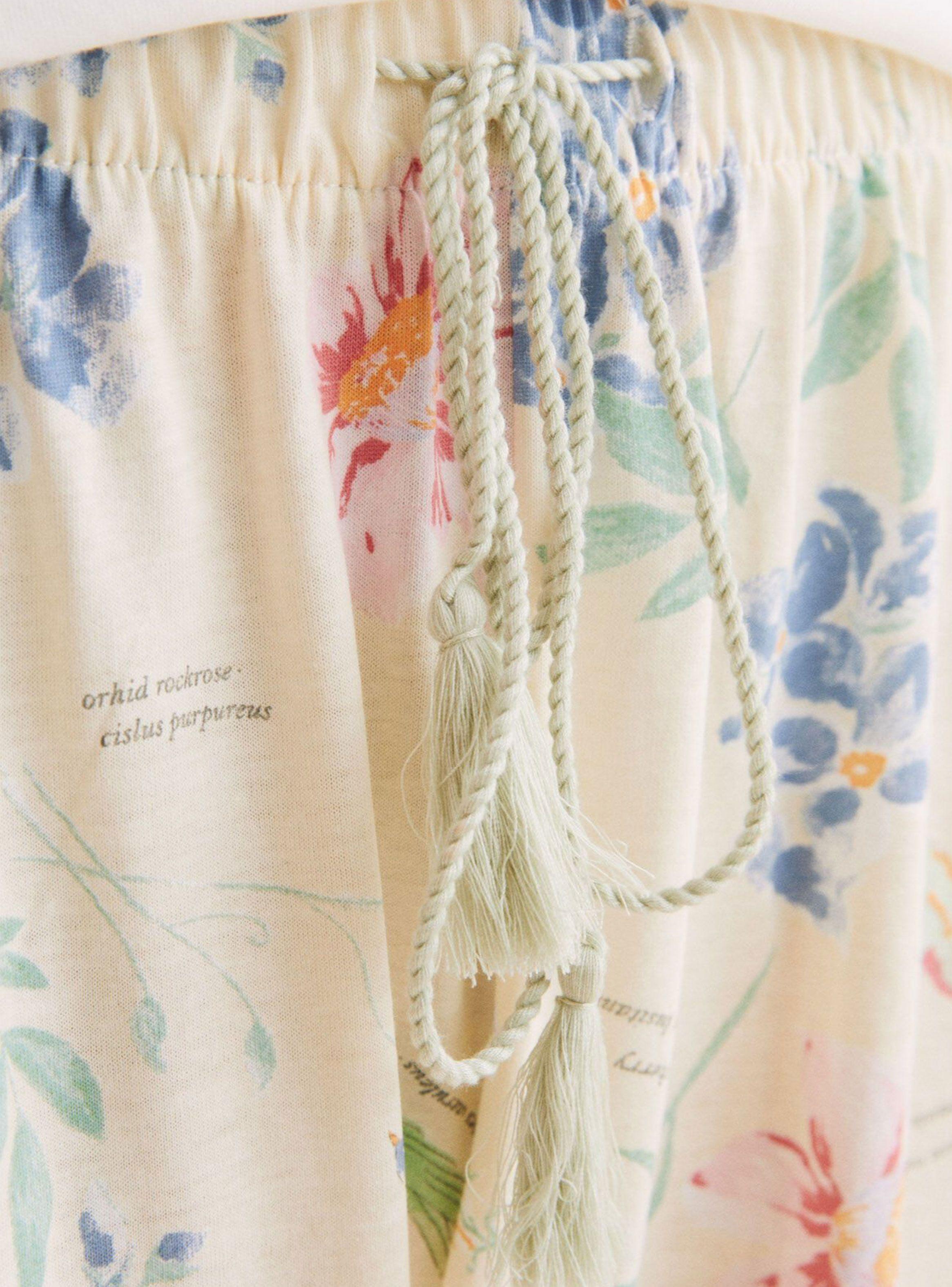 Pijama 100% Algodón Capri Blanco Flores-3