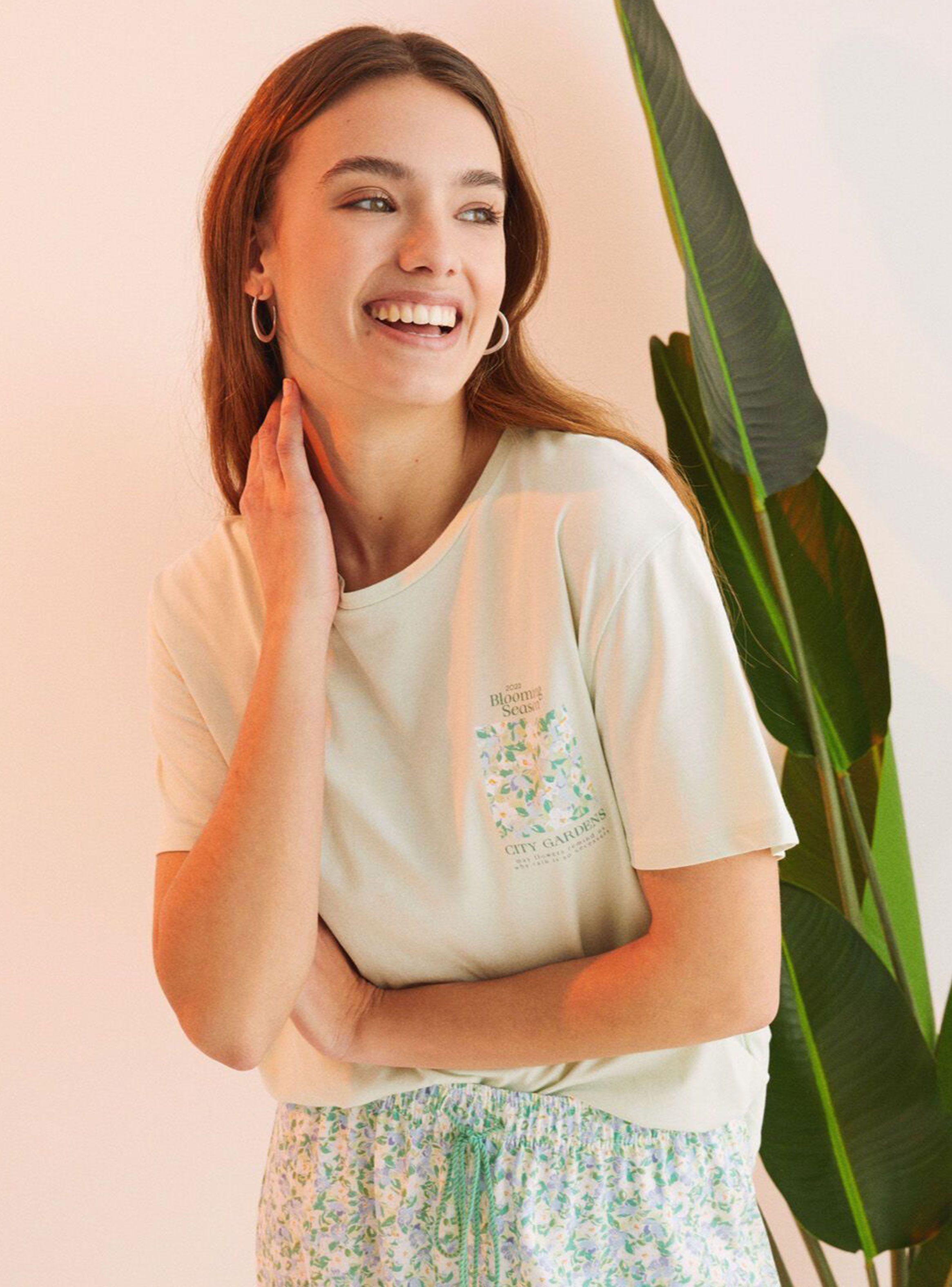 Pijama 100% Algodón Capri Verde Flores-2