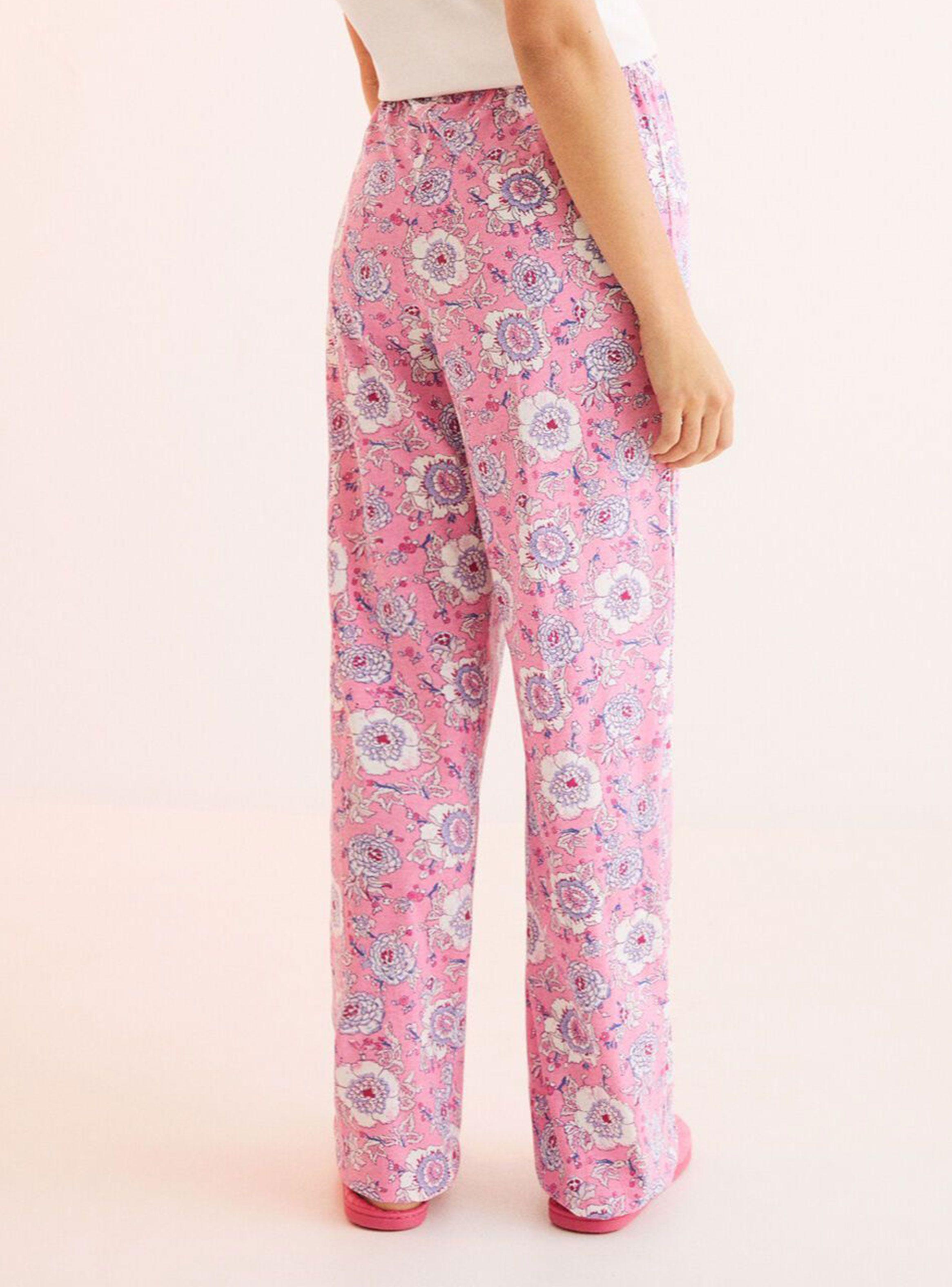 Pantalón 100% Algodón Estampado Rosa Fucsia-1
