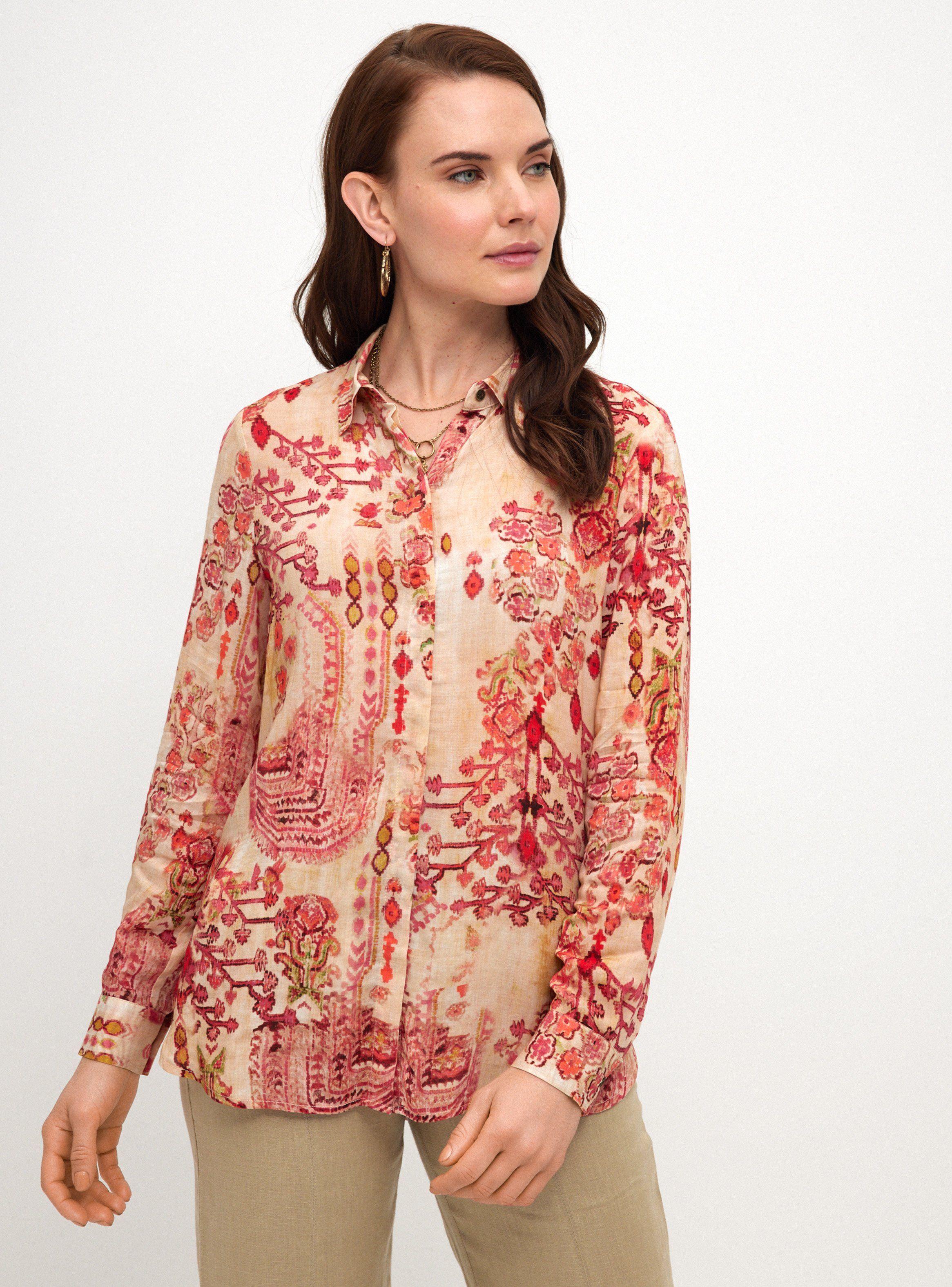 Blusa Estampada Cuello Camisero y Botones-0