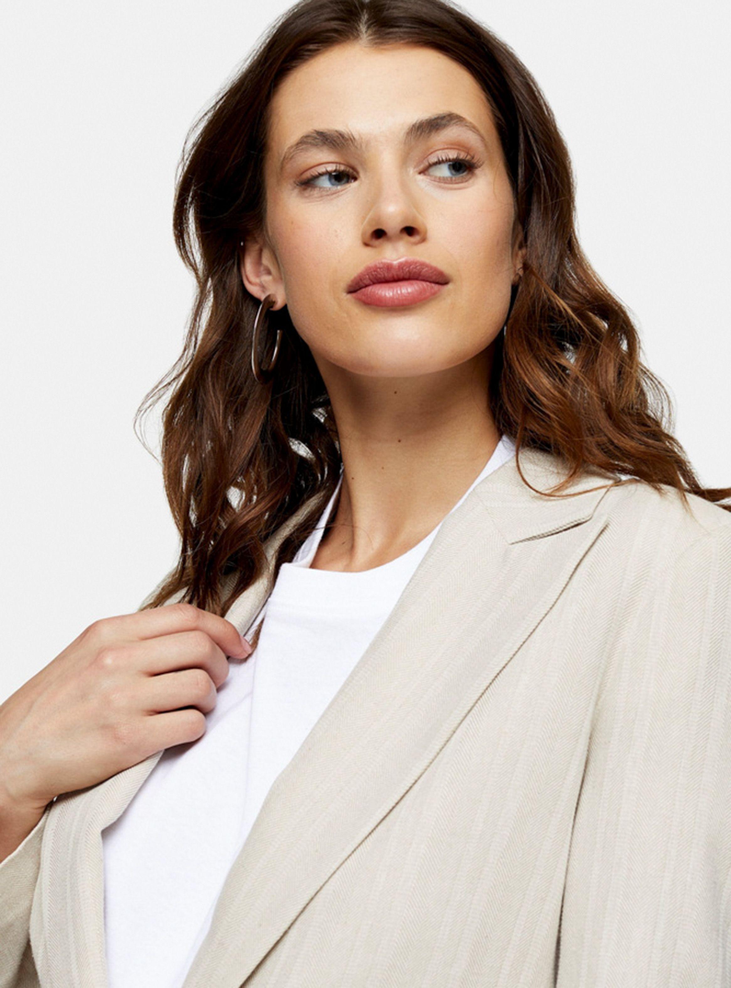Blazer Oat Single Breasted Linen Topshop-2