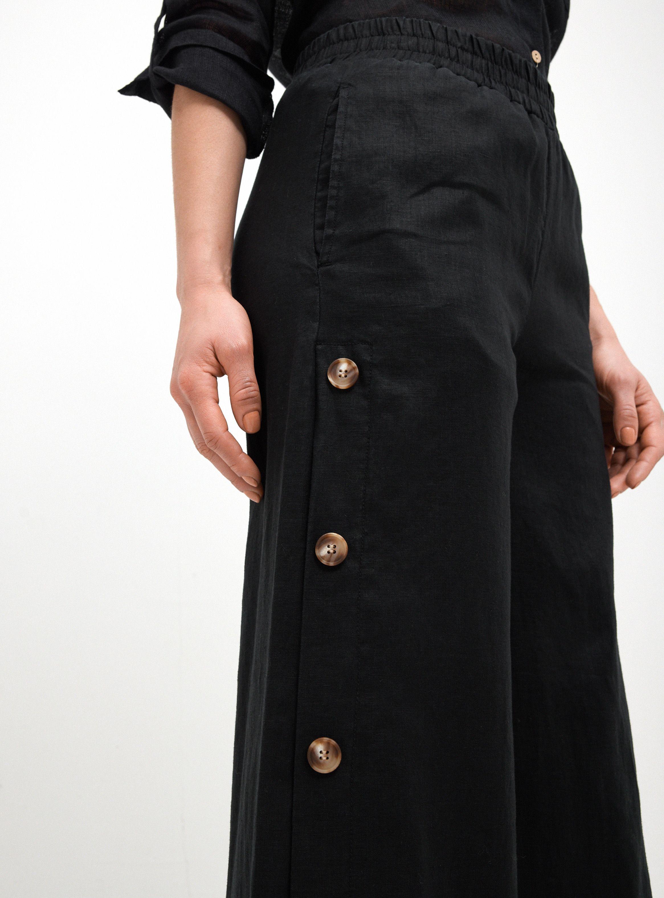 Pantalón Lino Aberturas Abotonada En Costados-2