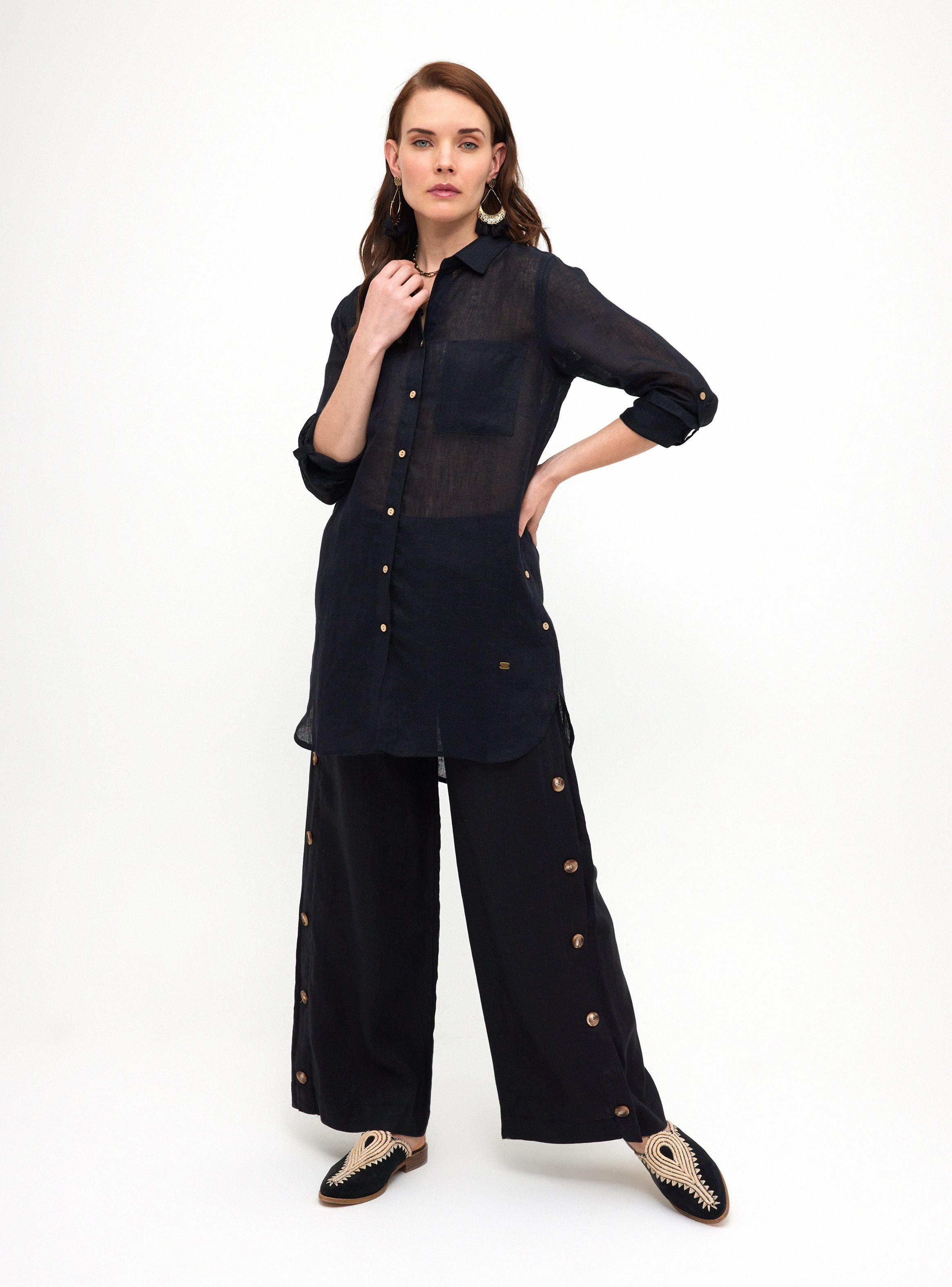 Pantalón Lino Aberturas Abotonada En Costados-3