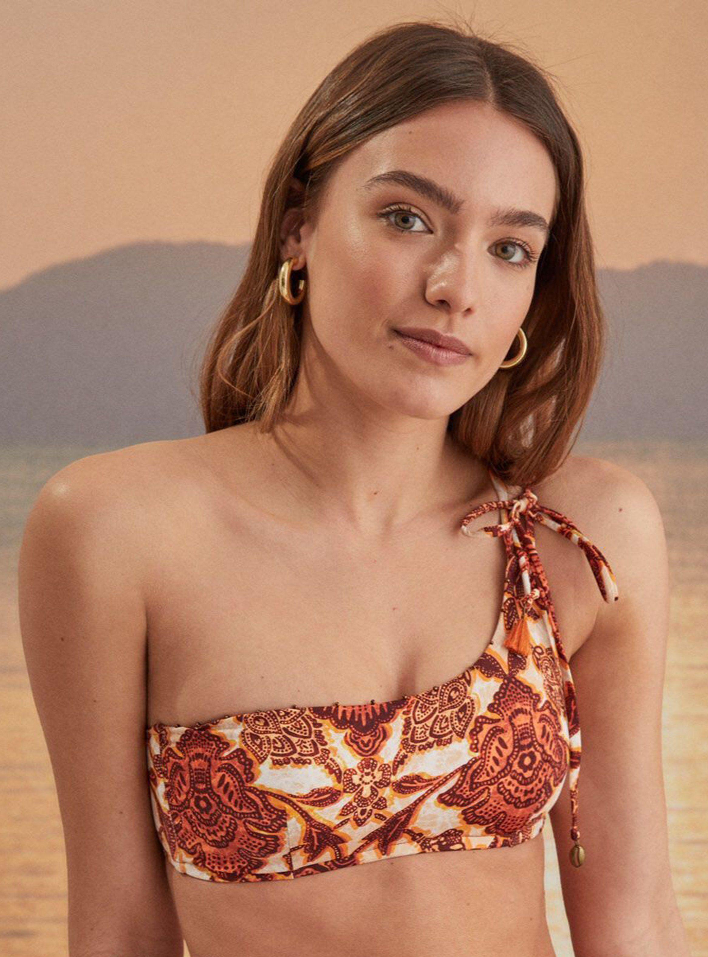 Top Bikini Asimétrico Flores-0