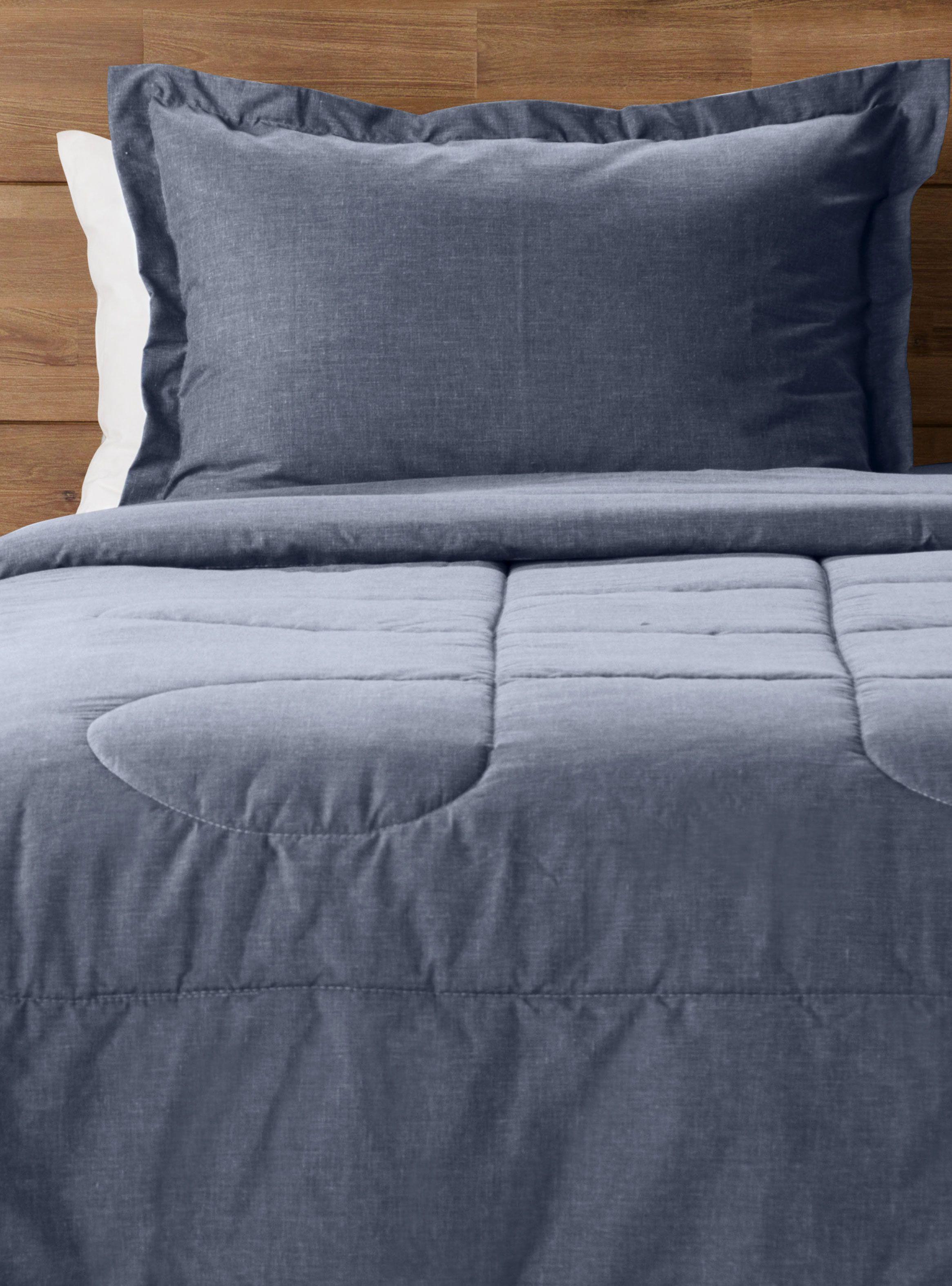 Plumón Stamp Unicolor Navy 1.5 Plazas-0