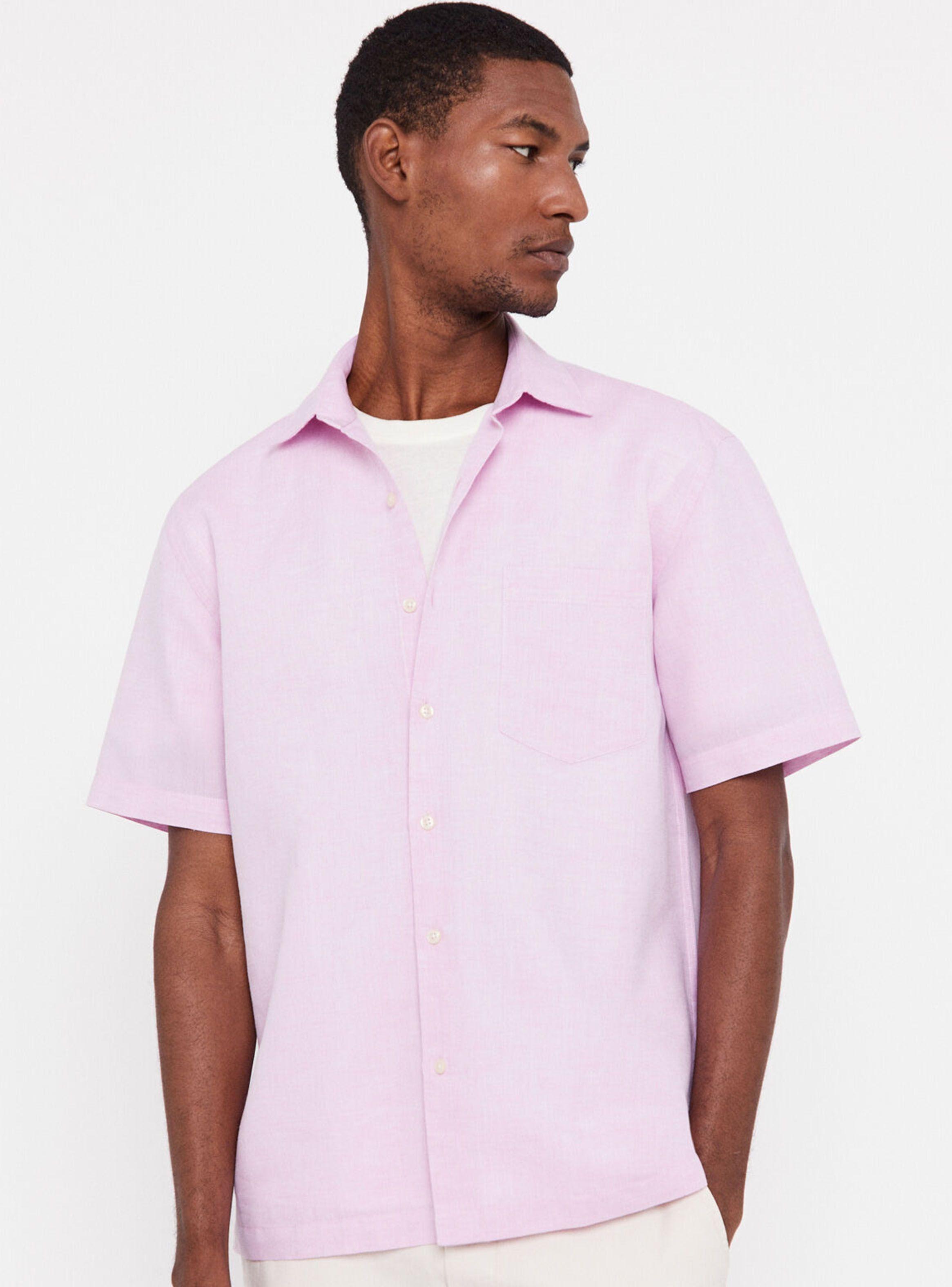 Camisa Lisa Lino1 Algodón Manga Corta-2