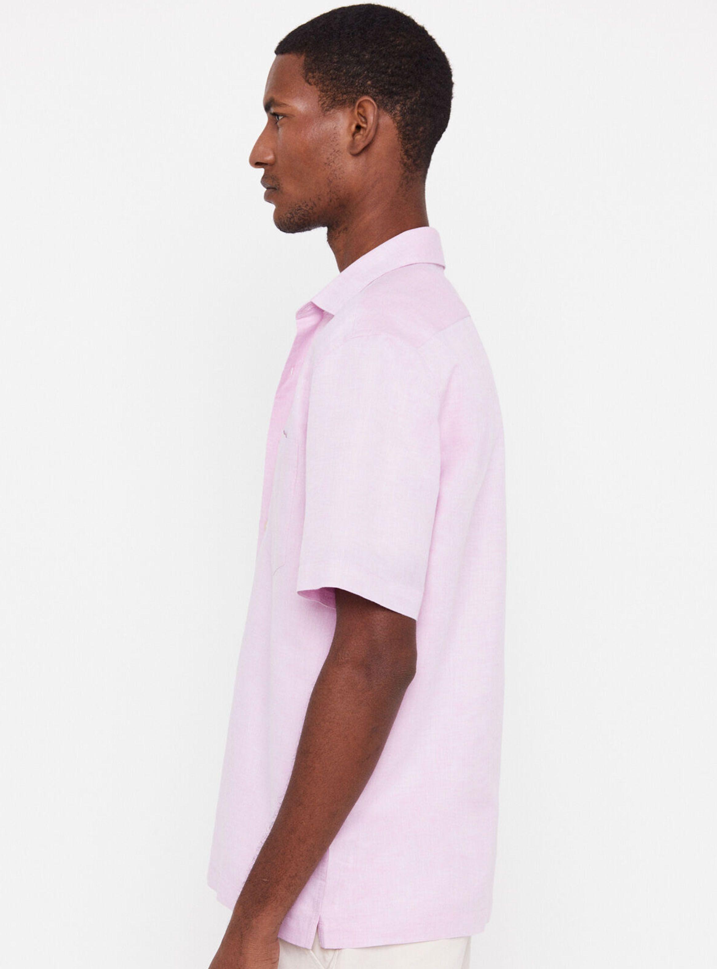 Camisa Lisa Lino1 Algodón Manga Corta-1