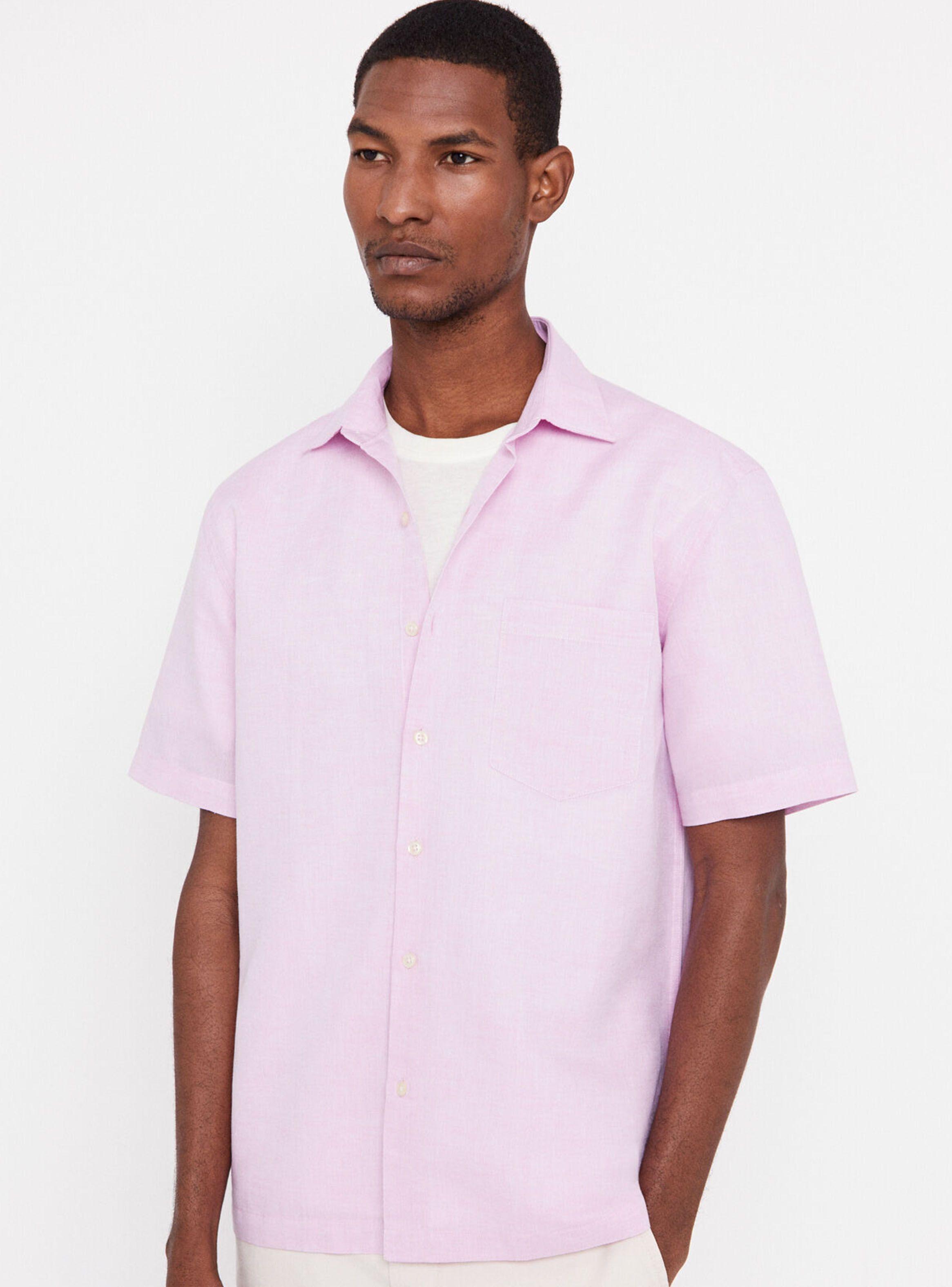 Camisa Lisa Lino1 Algodón Manga Corta-0