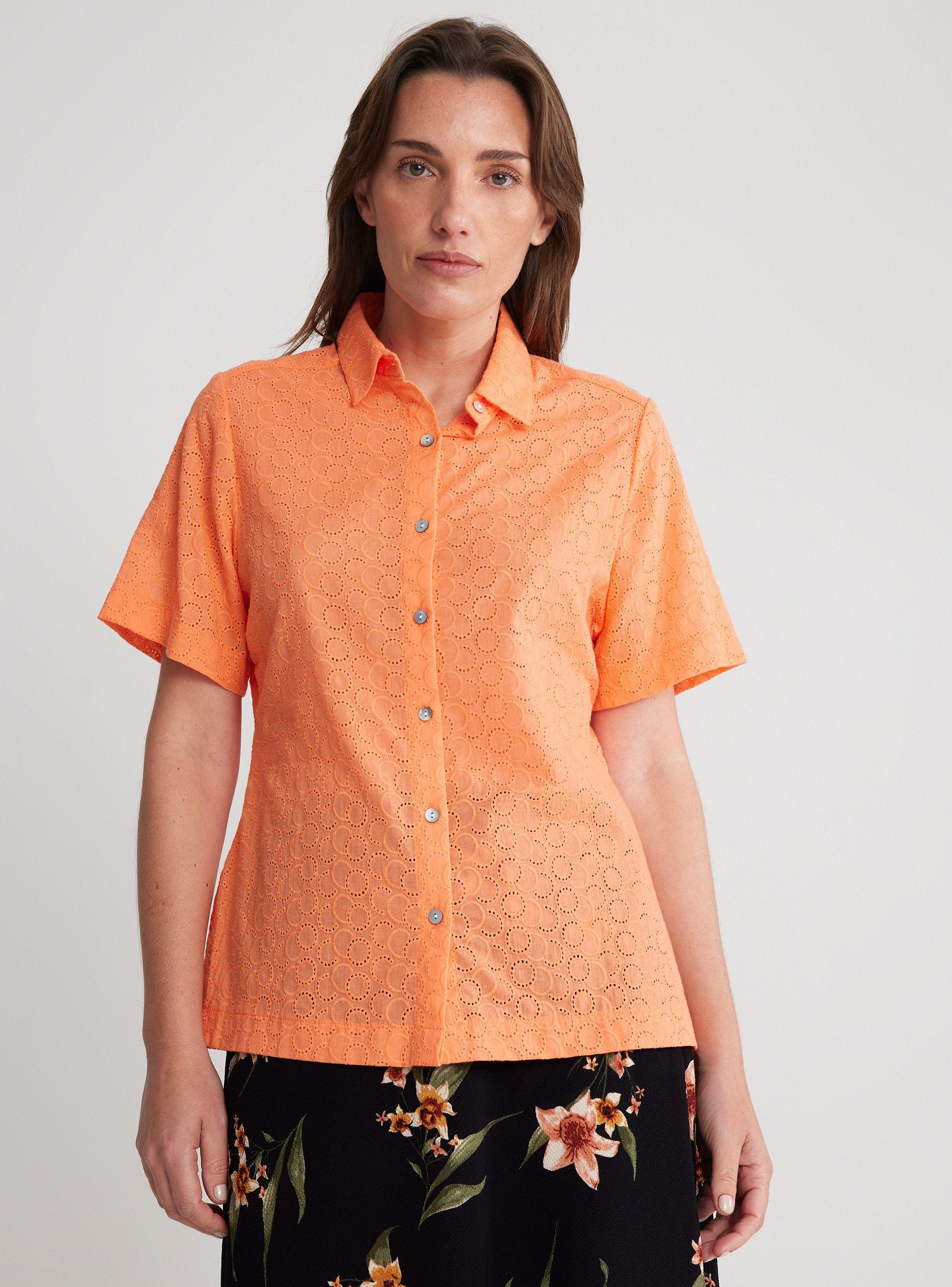 Blusa Camisa Broderie Manga Corta-0