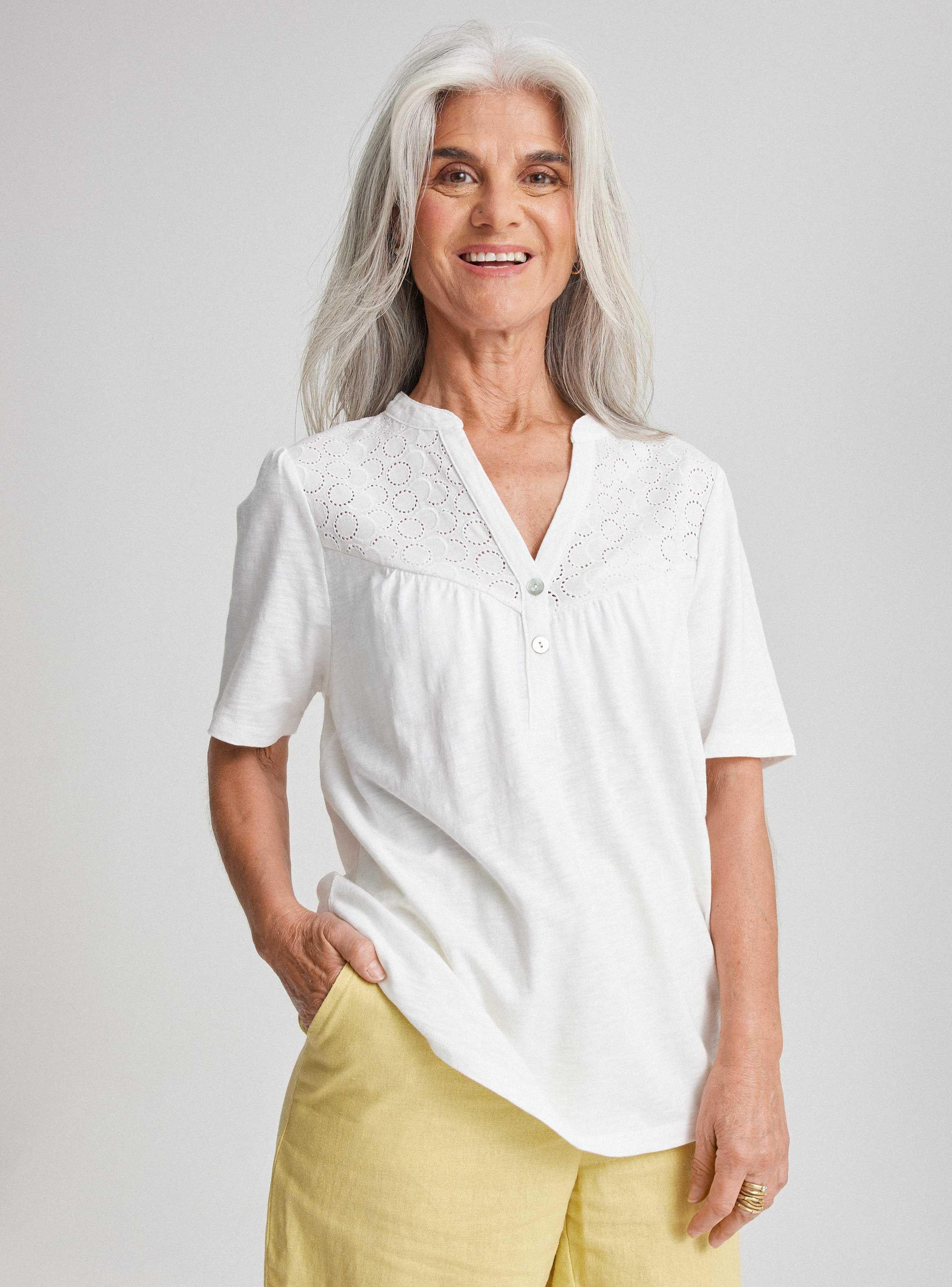 Polera con Broderie en Hombros-0