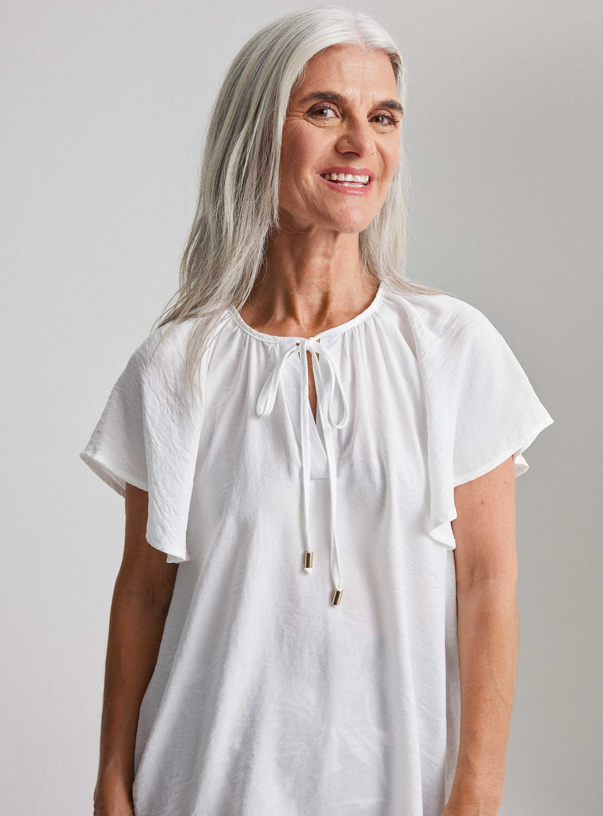 Blusa Fluida Manga Raglan y Cordón en Cuello-2