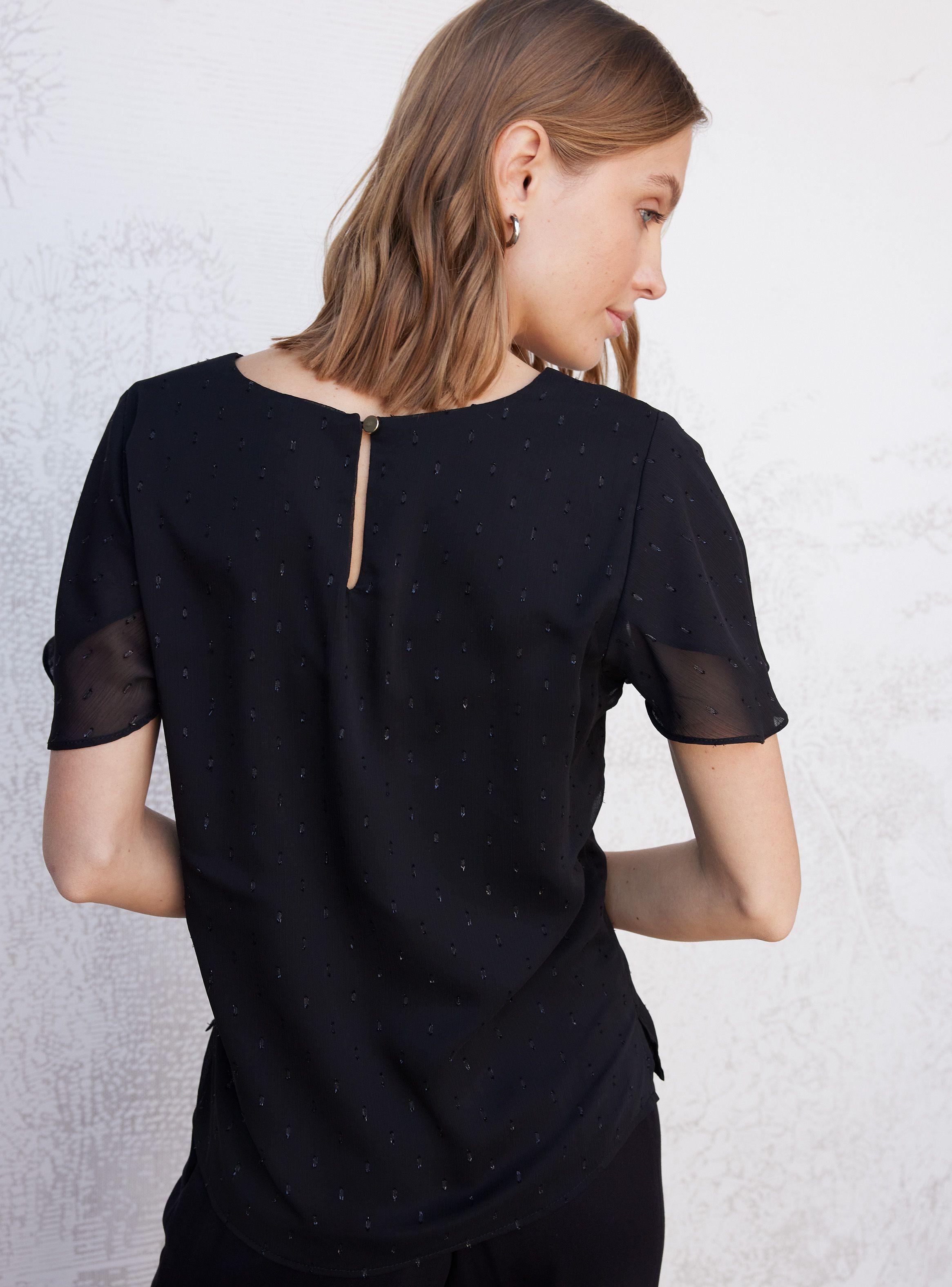 Blusa Doble Capa Manga Tulipán con Brillo-3