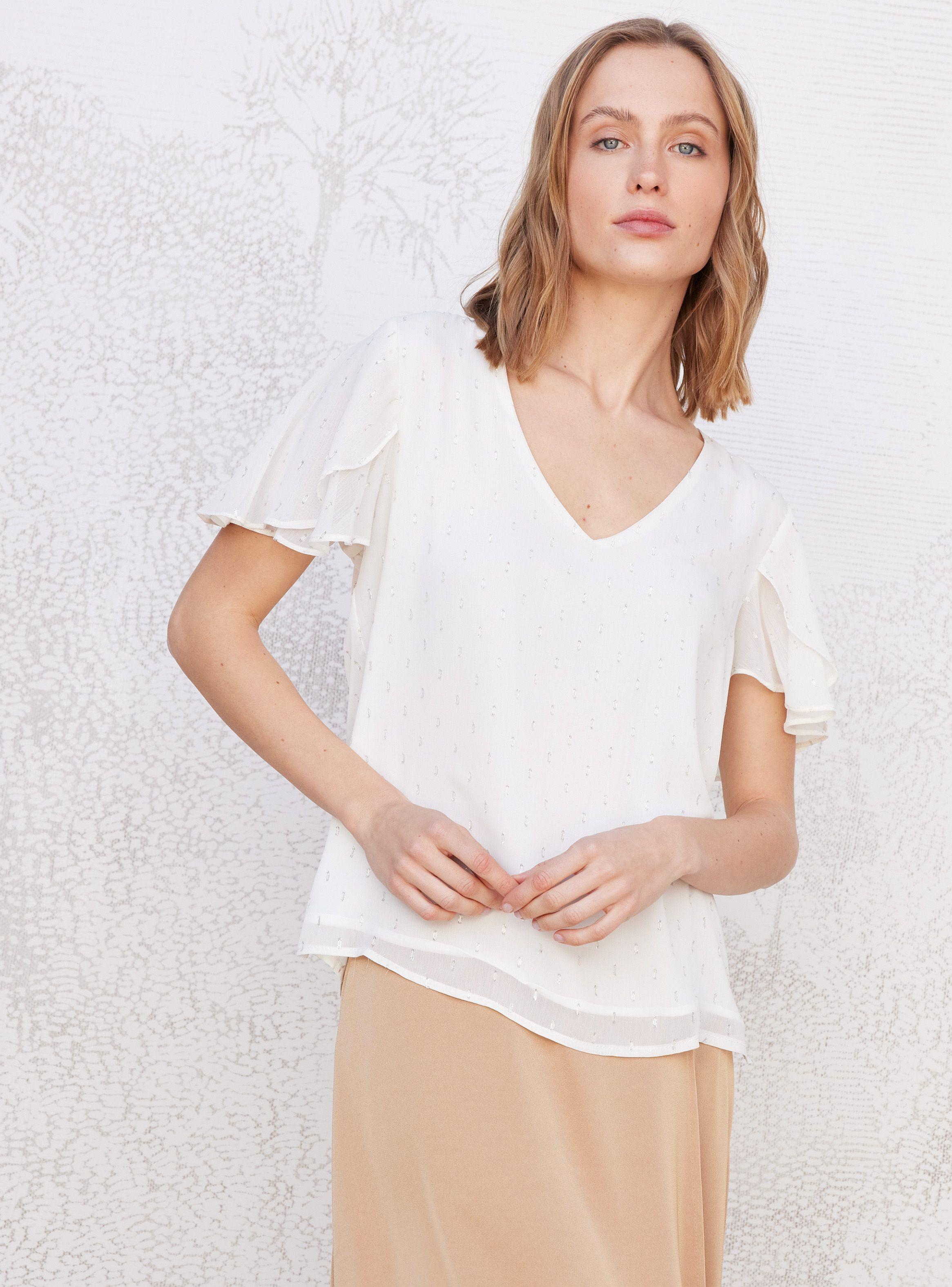 Blusa Doble Capa Manga Tulipán con Brillo-0