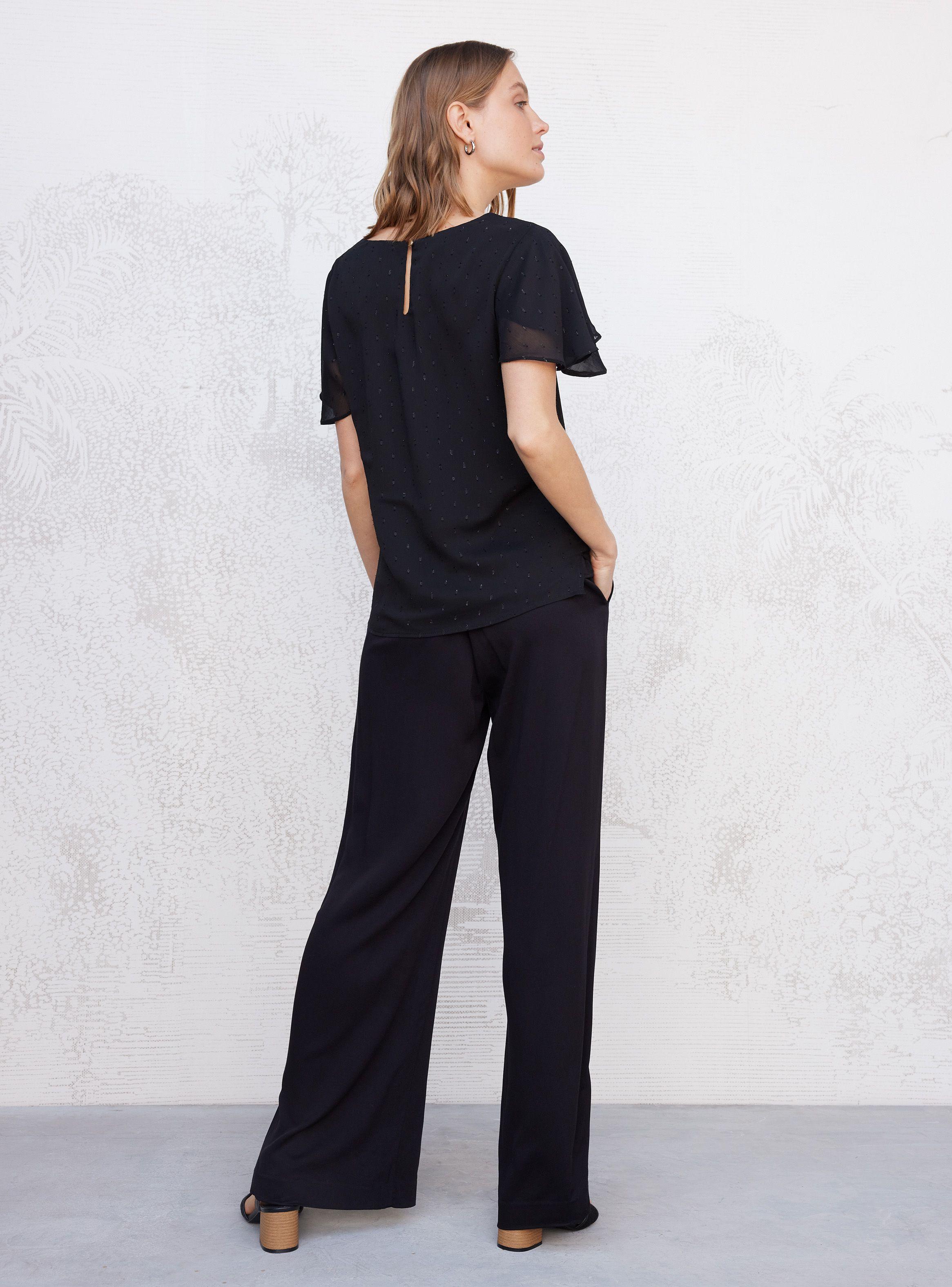 Blusa Doble Capa Manga Tulipán con Brillo-5