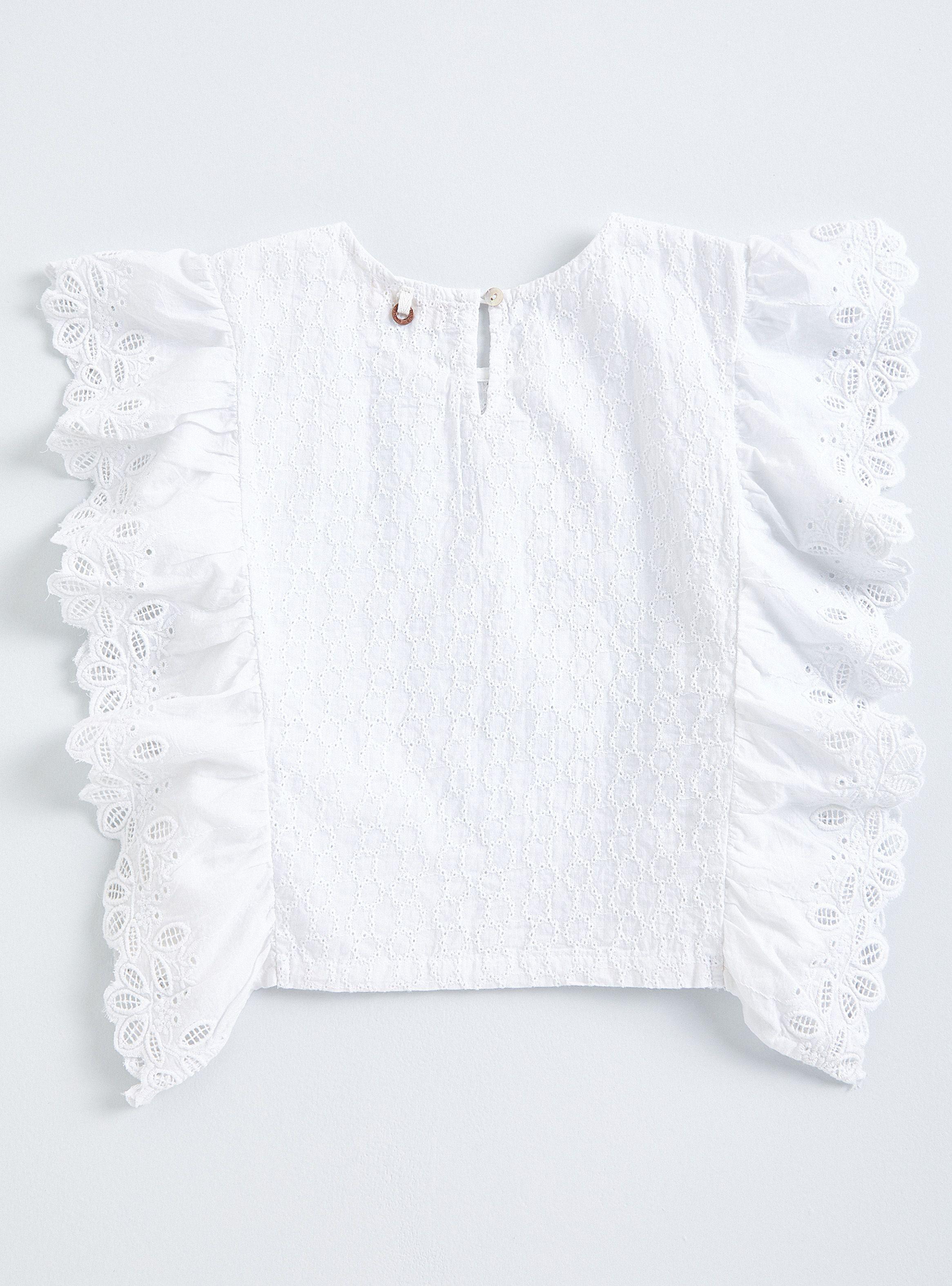 Blusa Sin Manga Vuelos Frontales Botones en Espalda-1