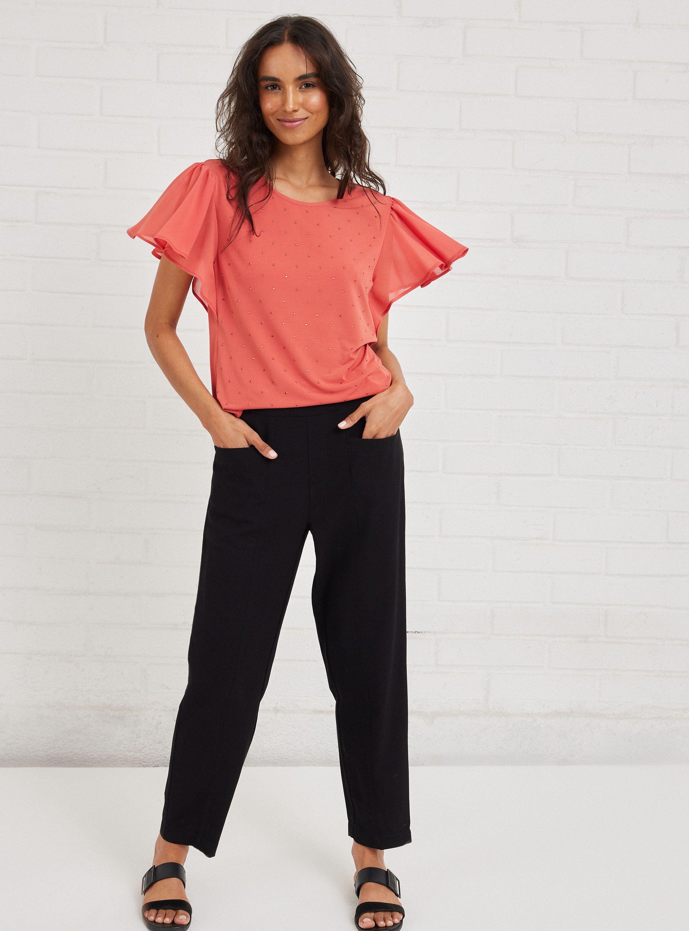 Blusa Mangas con Gasa y Strass en Delantero-4