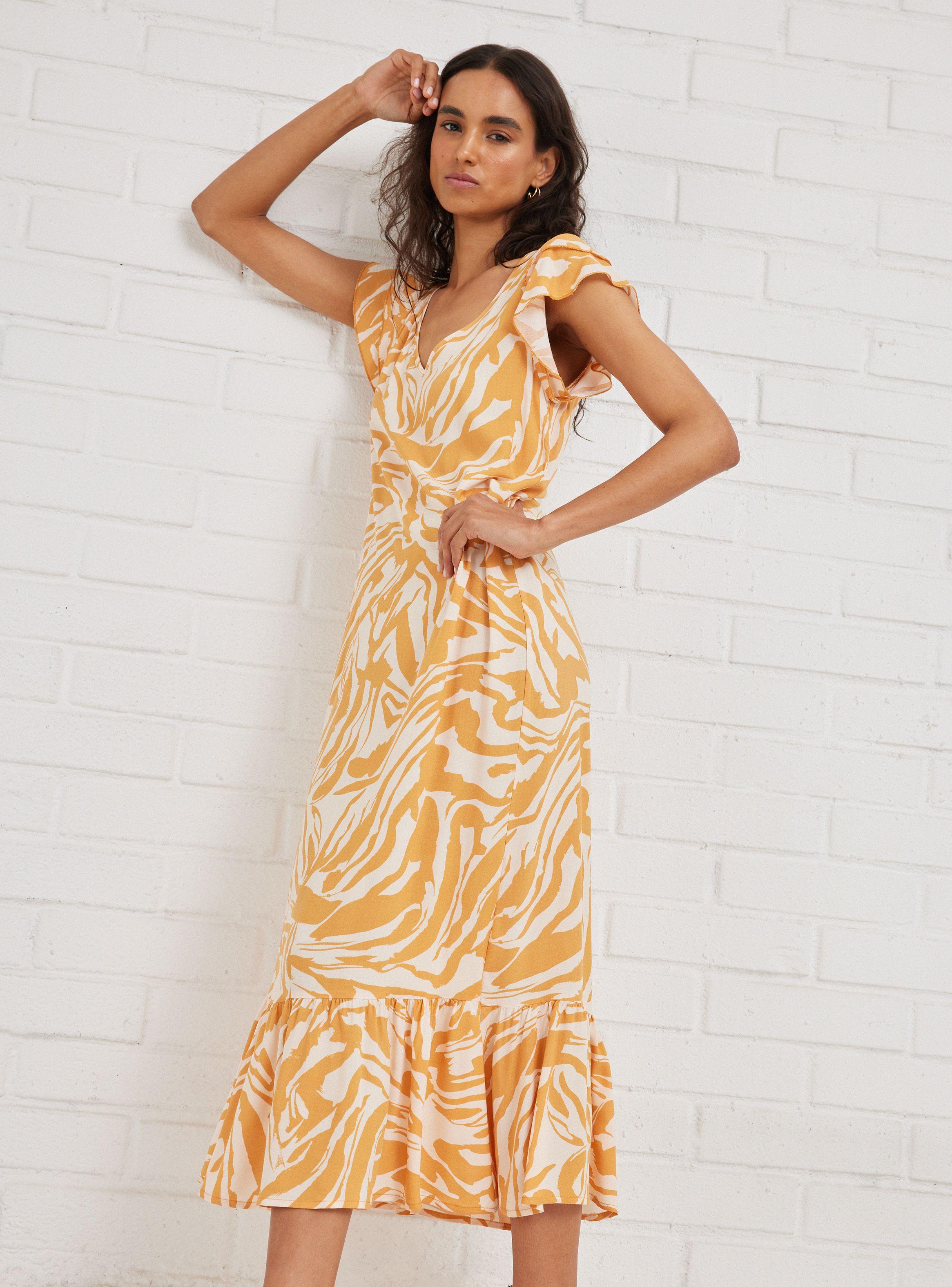 Vestido Largo con Vuelos en Mangas-5