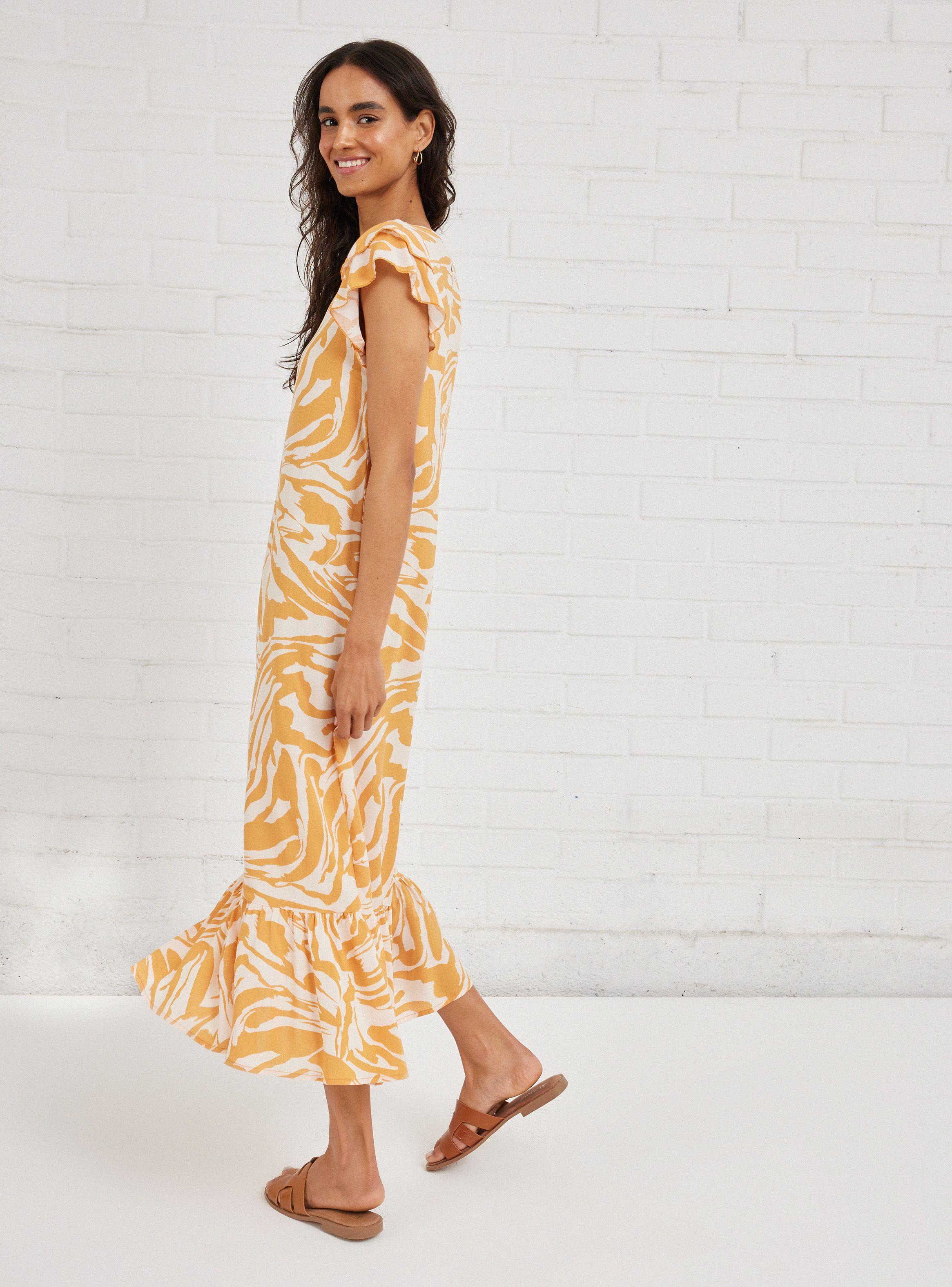 Vestido Largo con Vuelos en Mangas-1