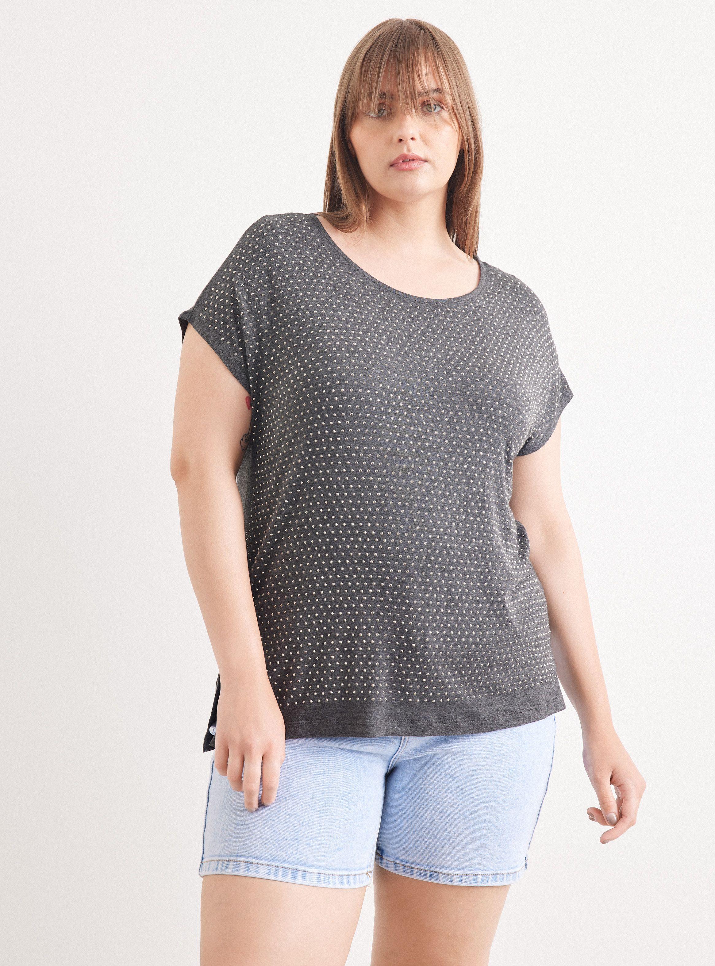 Polera Fluida con Aplicación de Brillos-0
