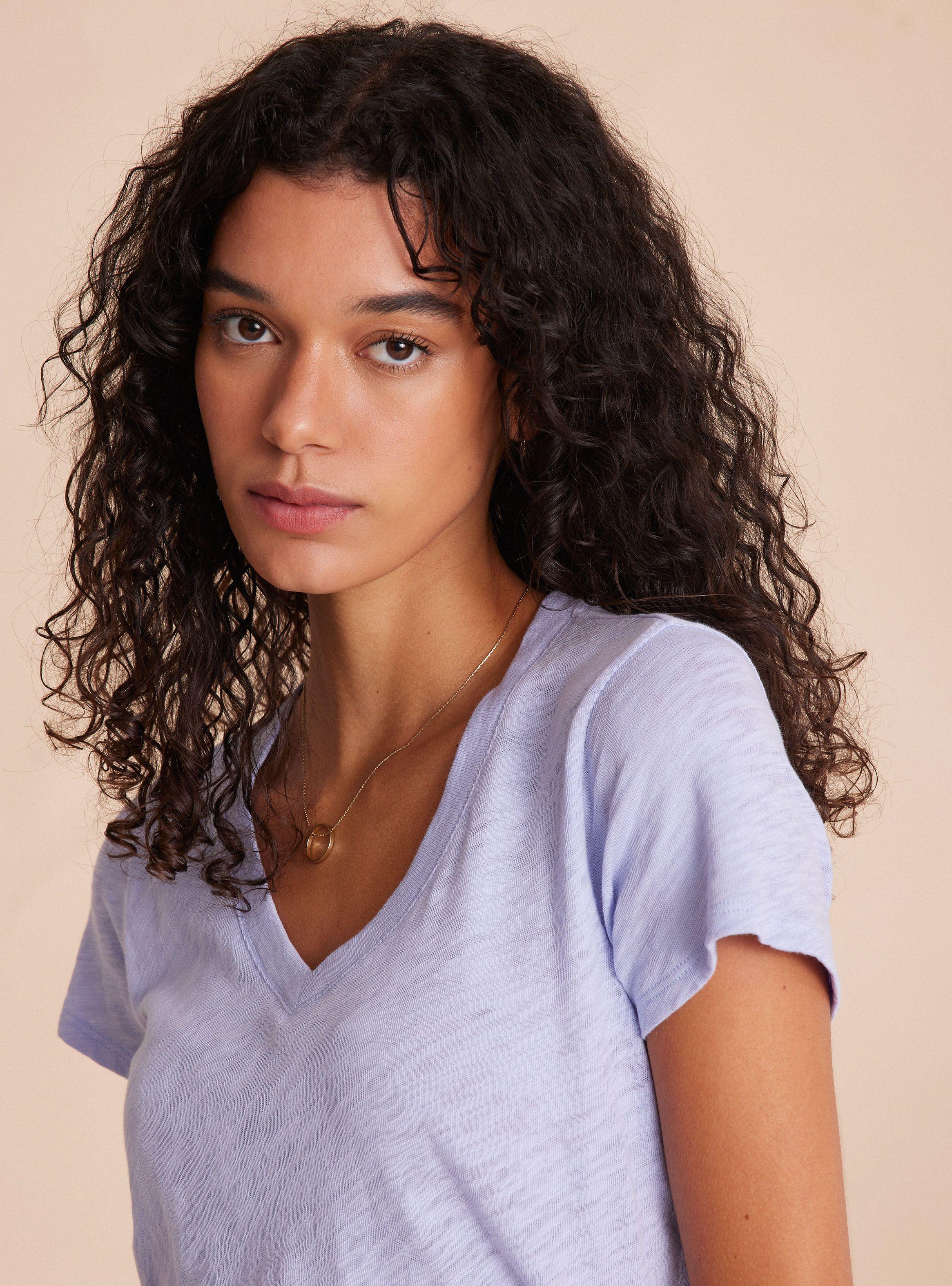 Polera Escote en V Básica Algodón Flame-2