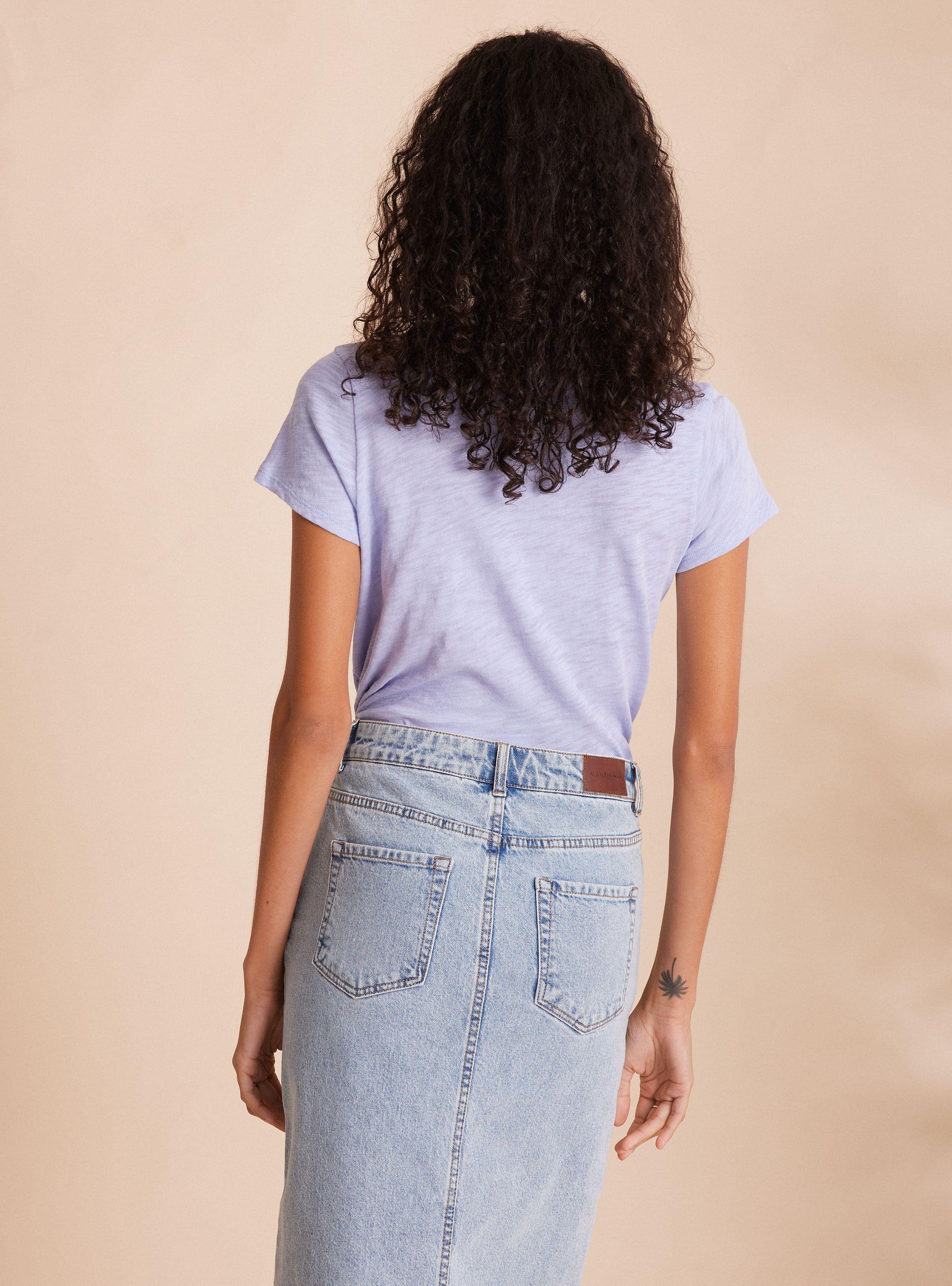 Polera Escote en V Básica Algodón Flame-1