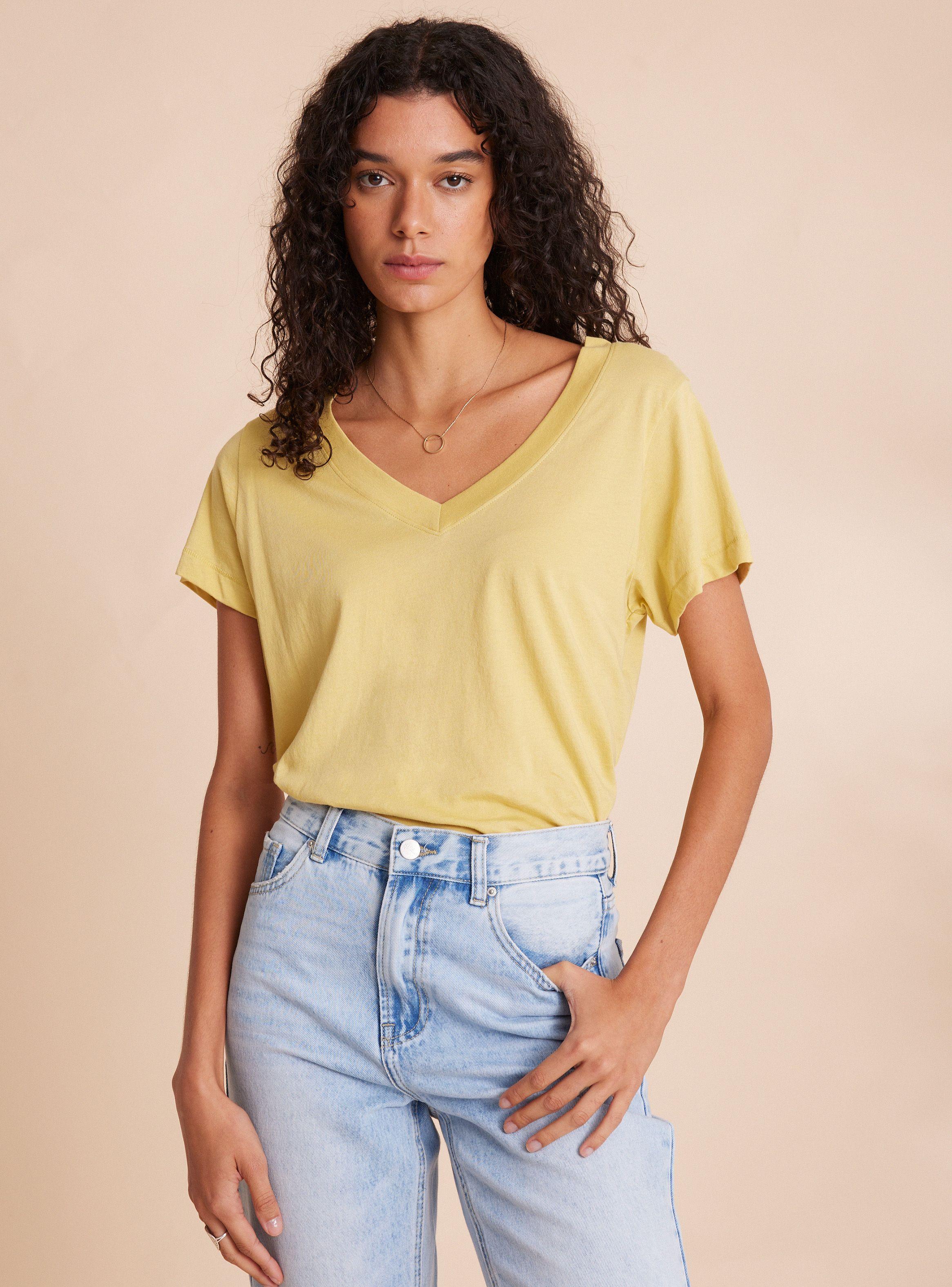 Polera Escote en V Básica Algodón Pima-0