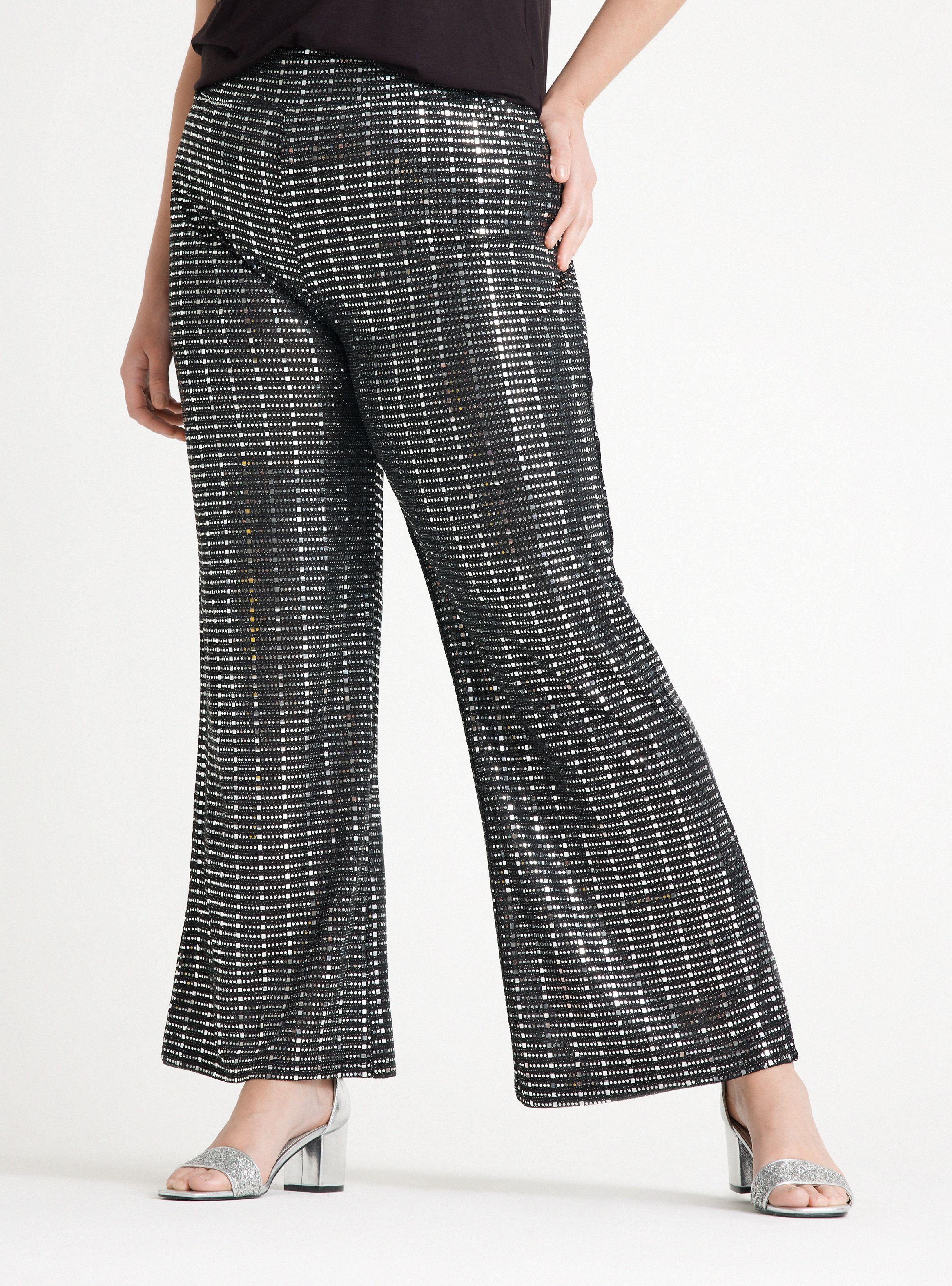 Pantalón Palazzo Elasticado con Hilo Metalizado-0