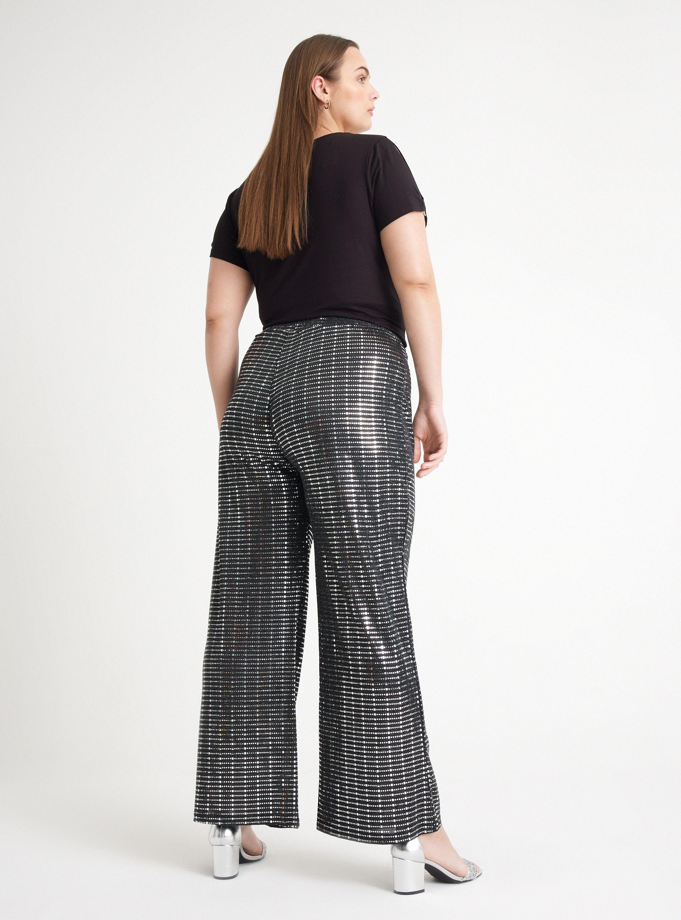 Pantalón Palazzo Elasticado con Hilo Metalizado-5