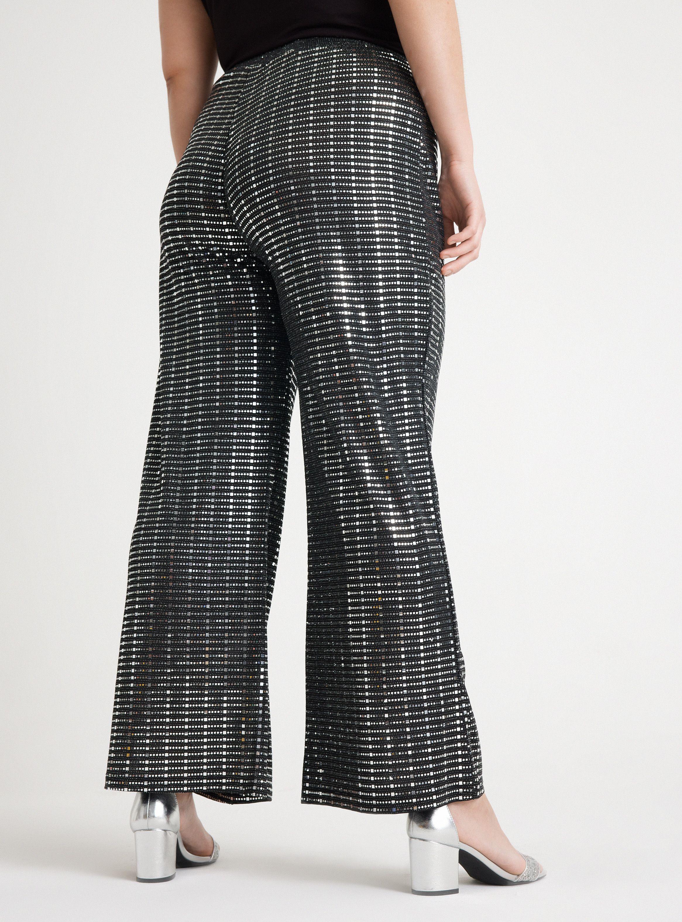 Pantalón Palazzo Elasticado con Hilo Metalizado-1