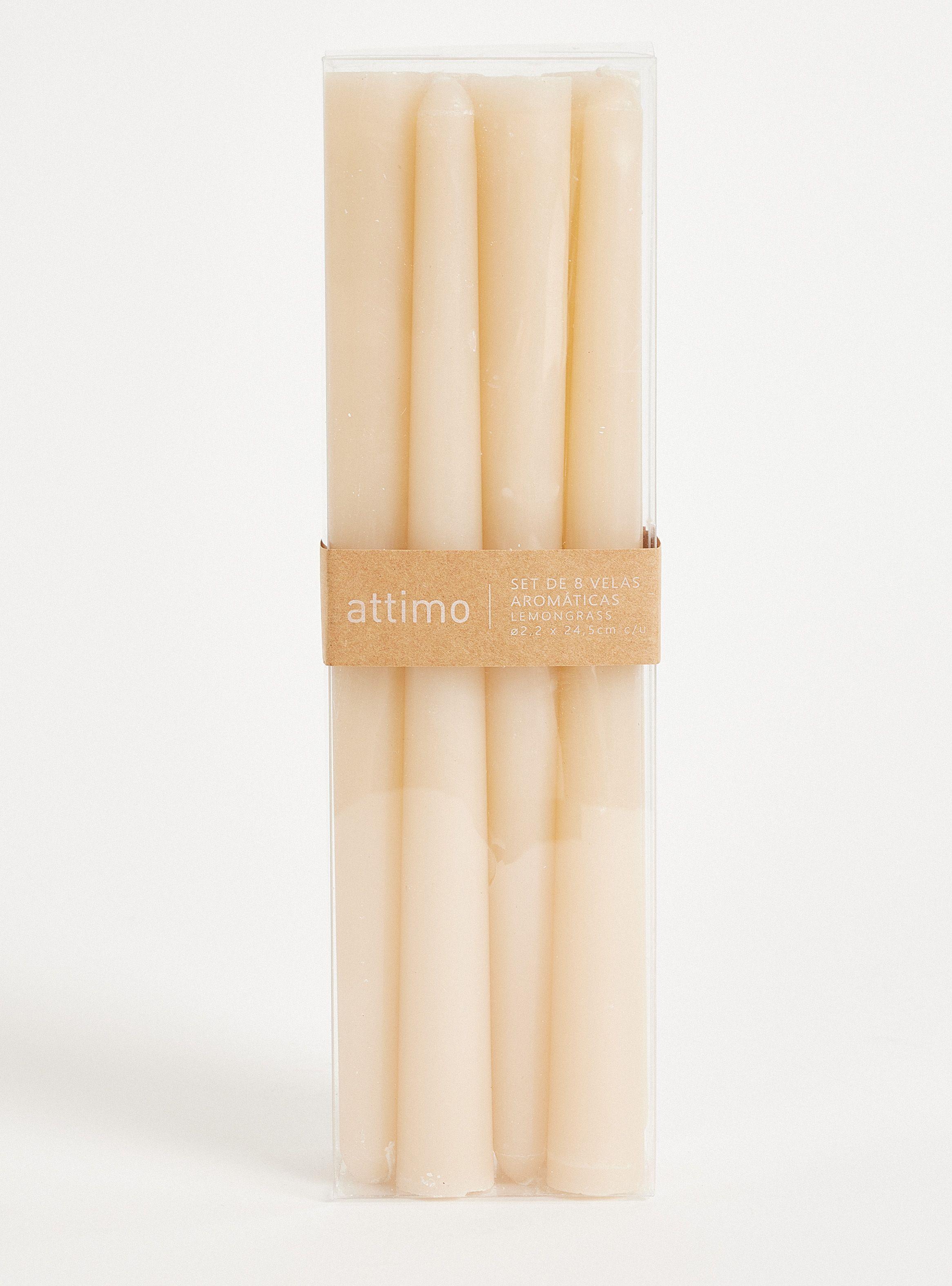 Pack 8 Velas Dinner Ecru 24.5 cm-0