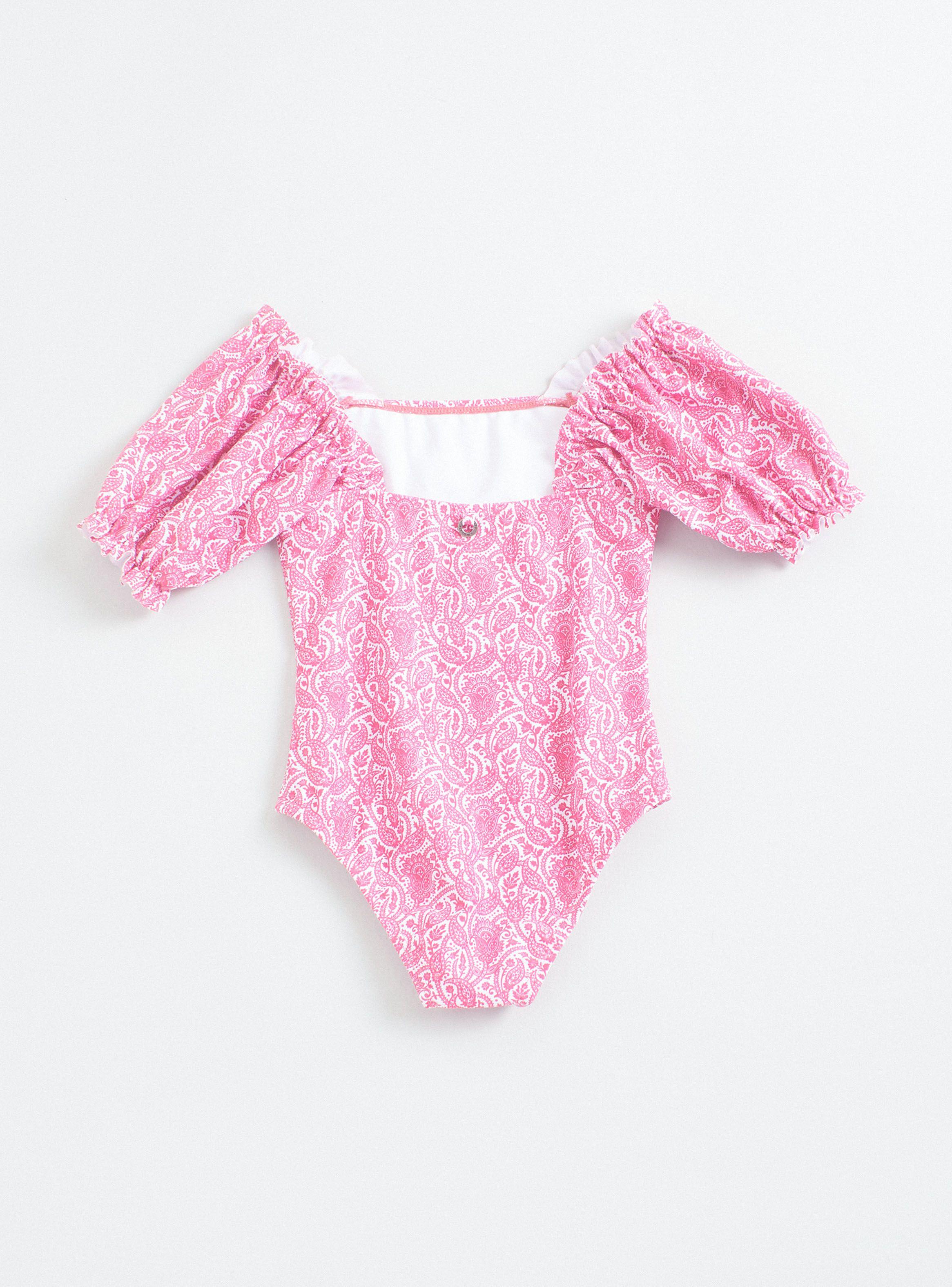 Traje de Baño con Manga Globo y Estampado Completo-2