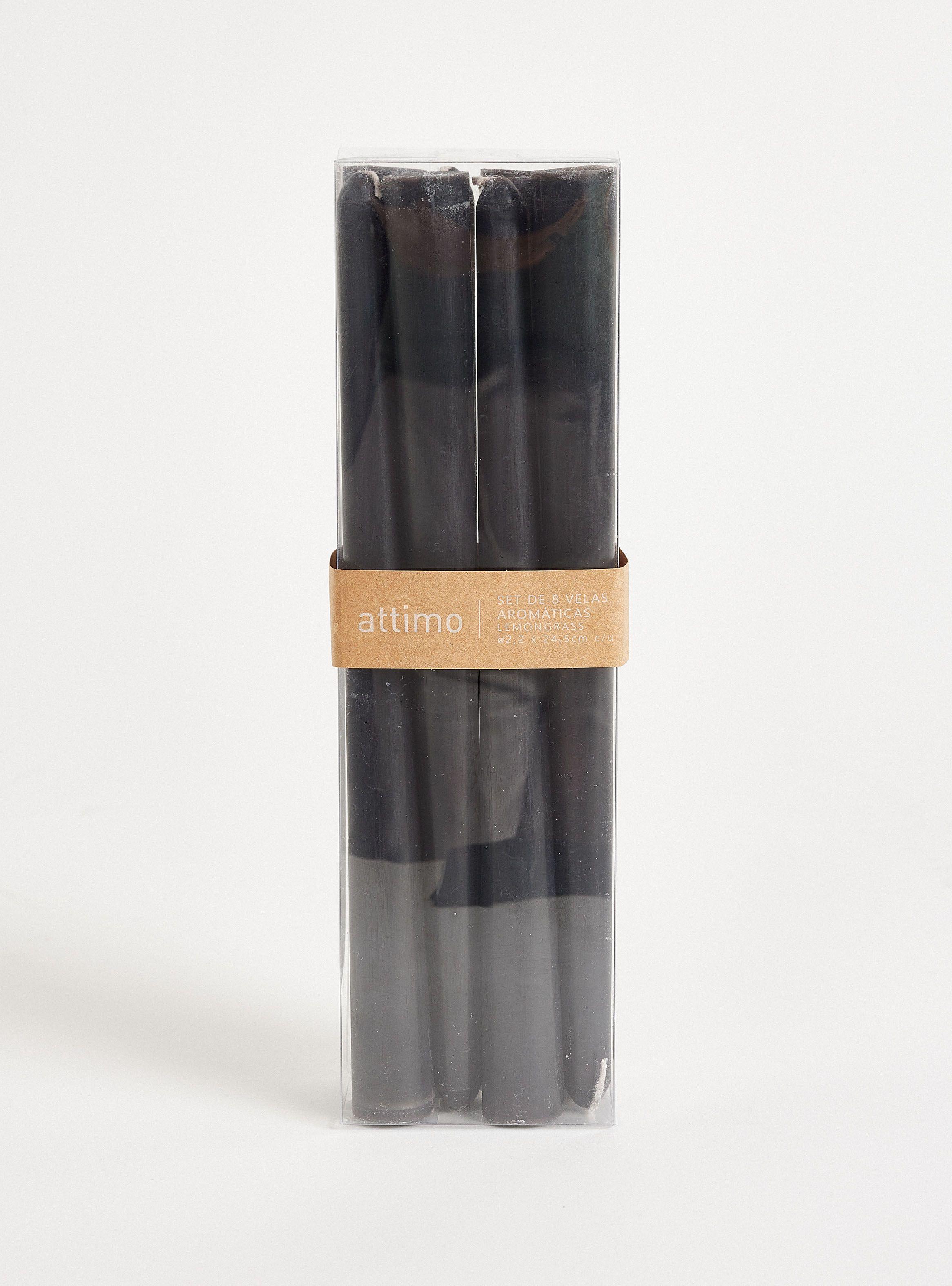 Pack 8 Velas Dinner Negro 24.5 cm-0