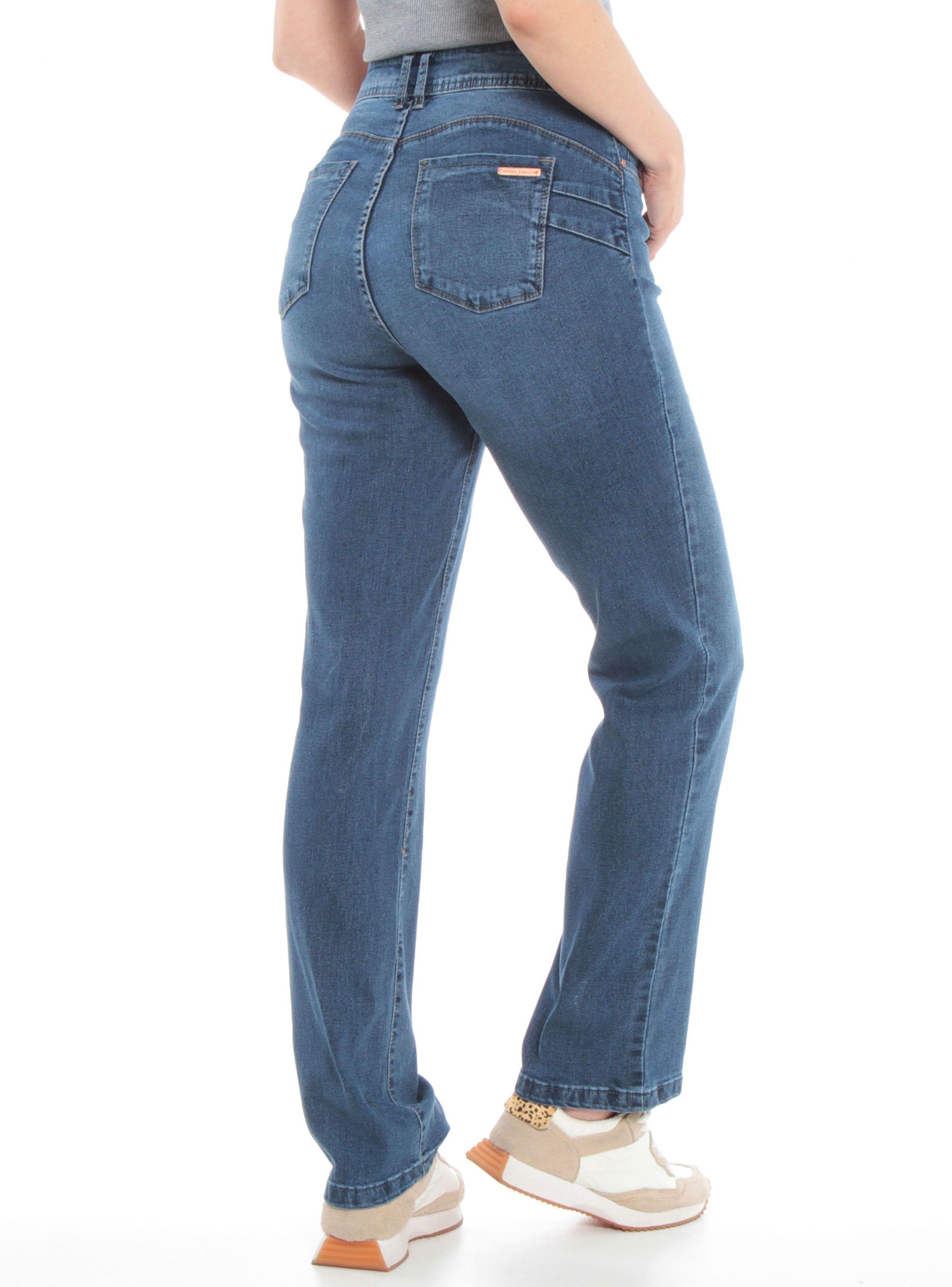 Jeans Recto Tiro Alto con Botón-1