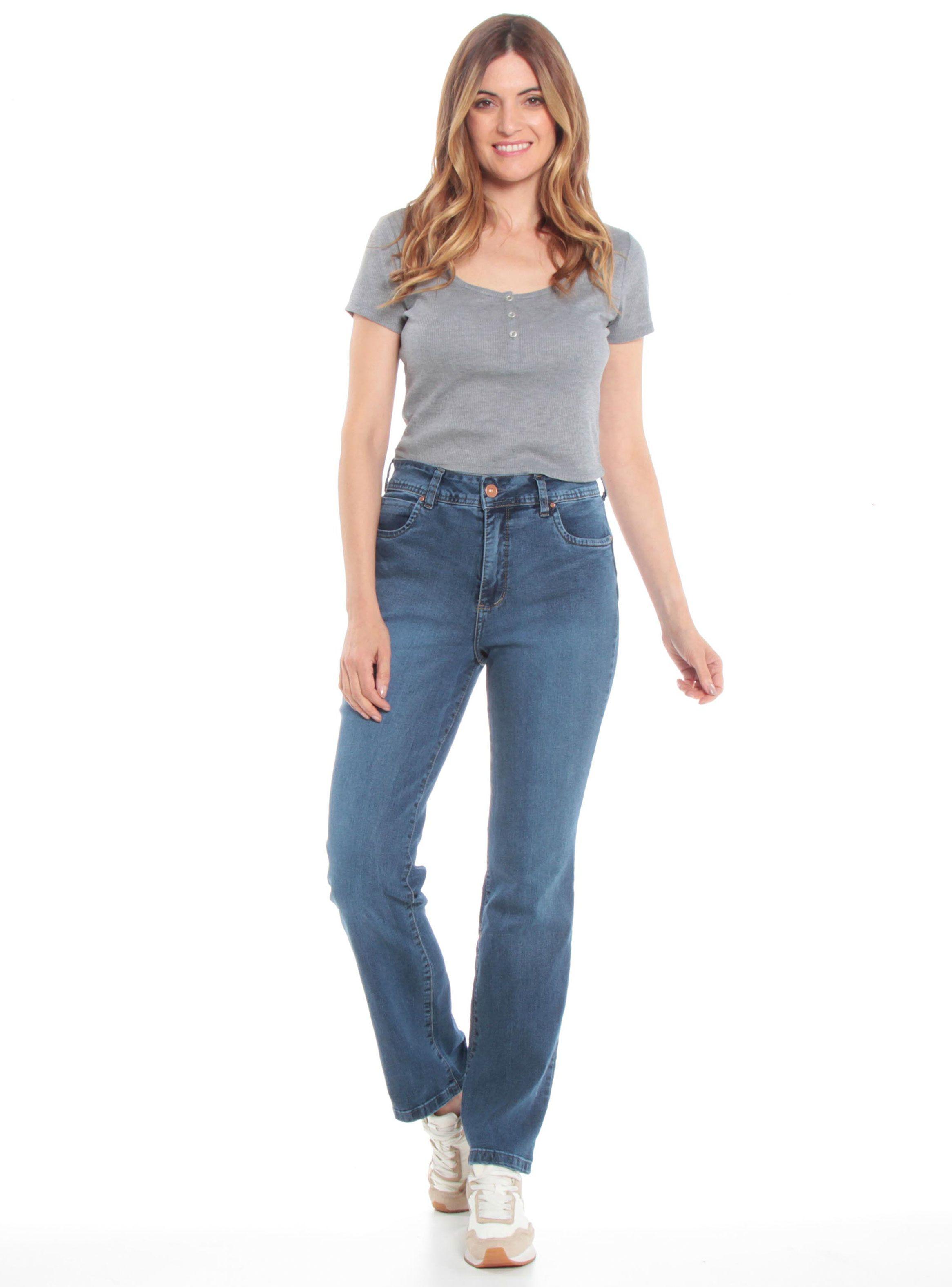 Jeans Recto Tiro Alto con Botón-3