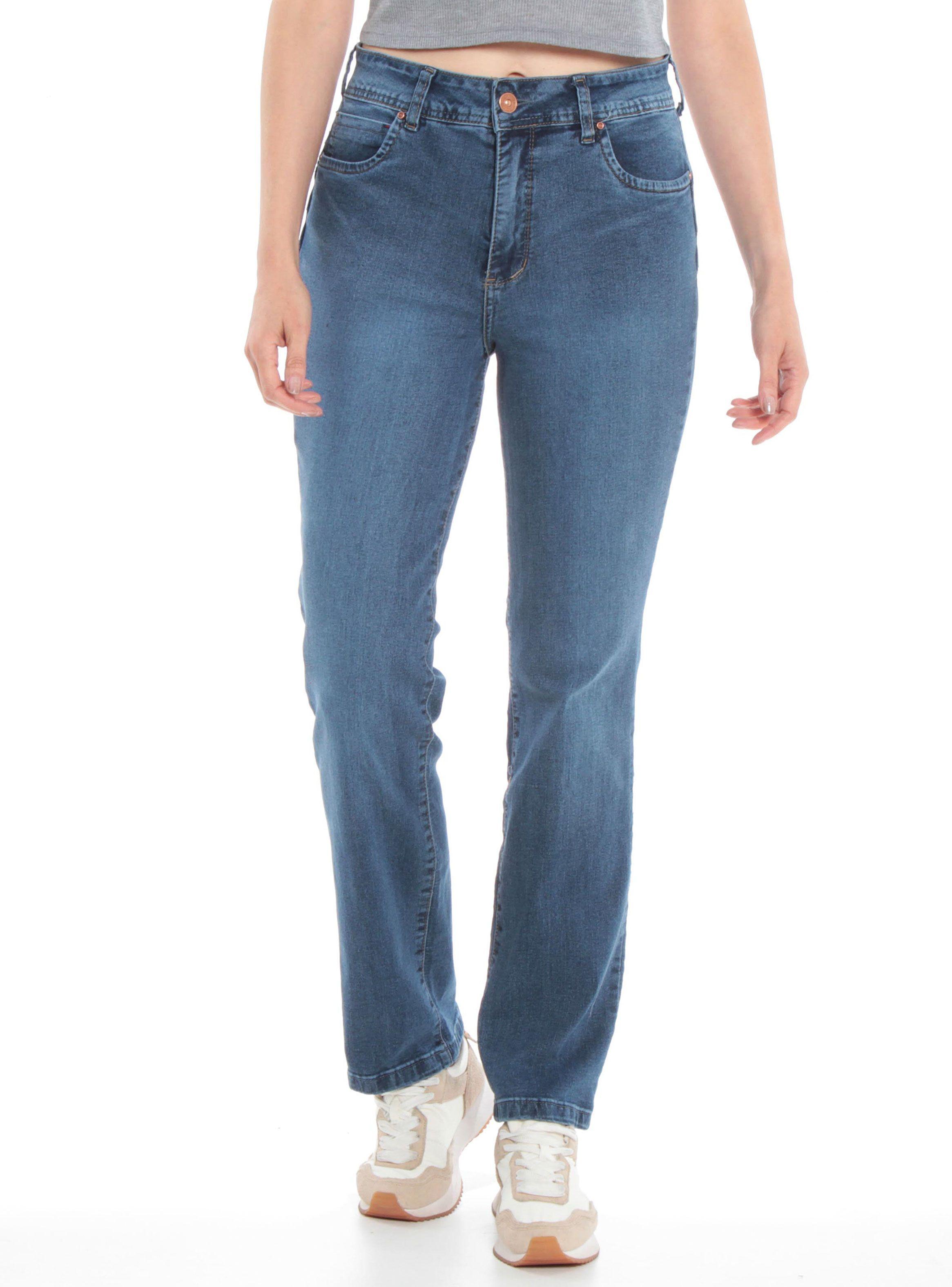 Jeans Recto Tiro Alto con Botón-0