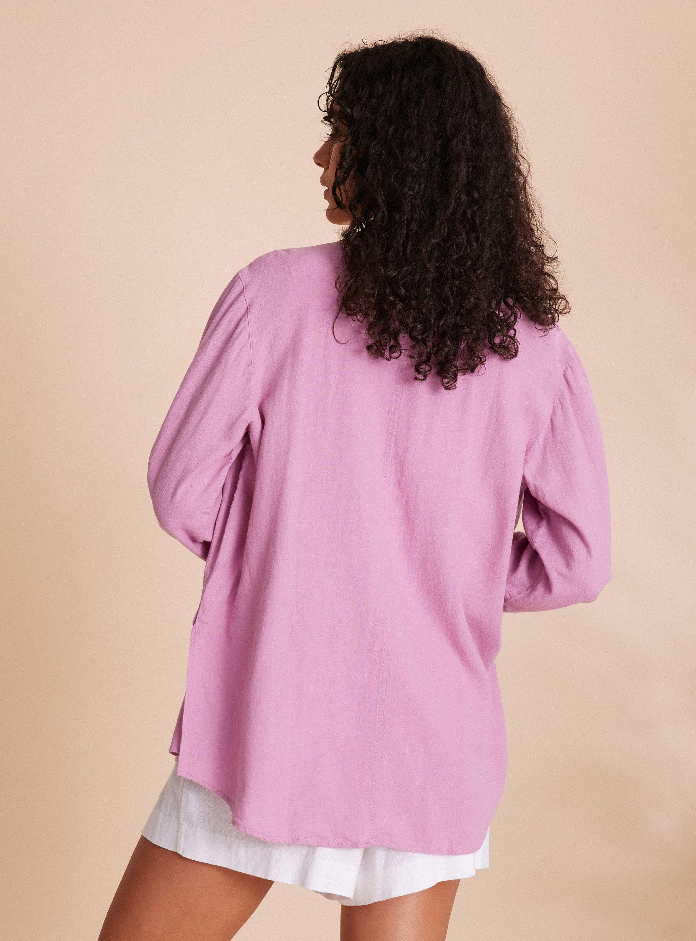 Blusa Manga Holgada con Botones y Escote-1
