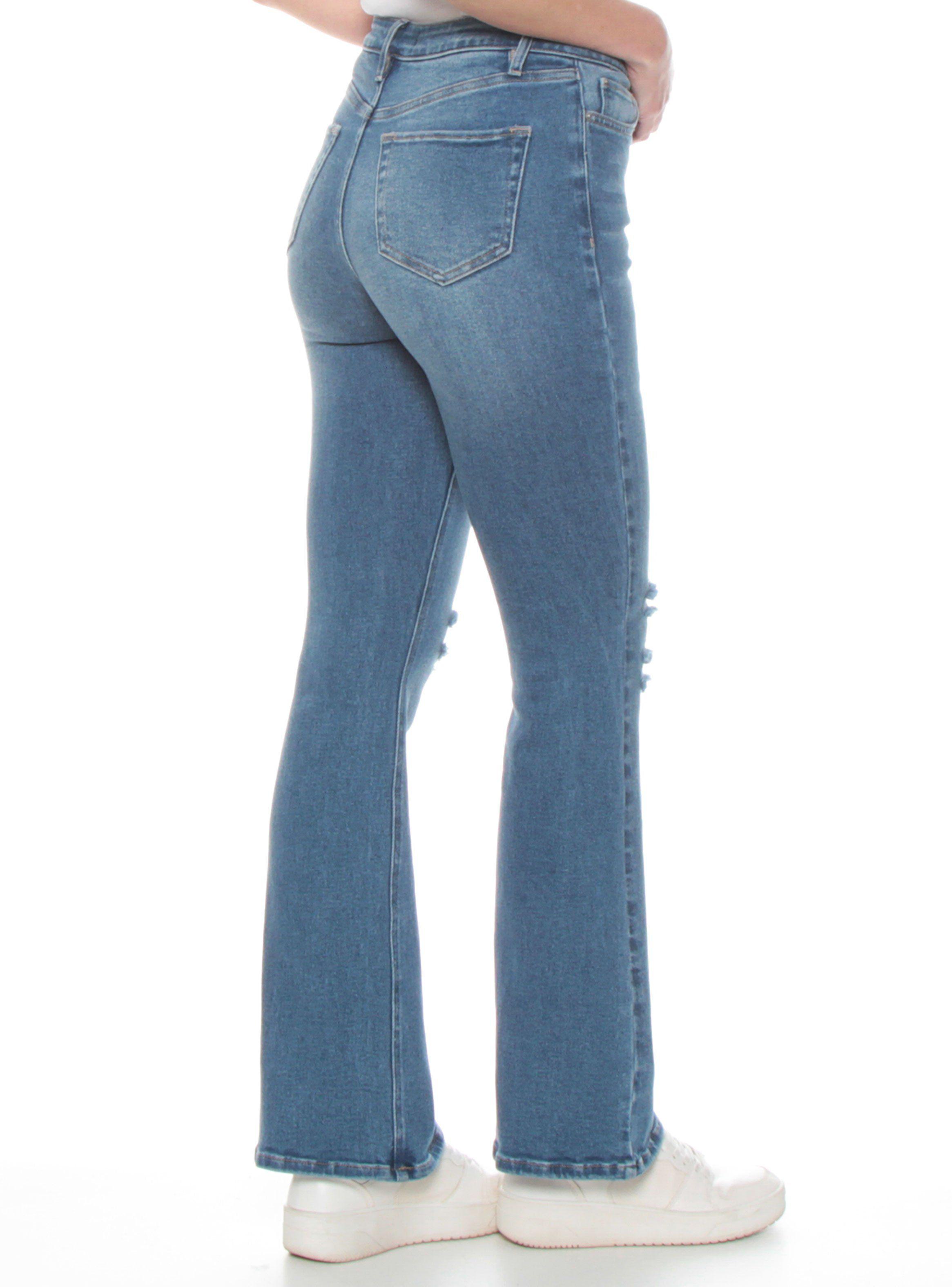 Jeans Flare Tiro Medio Pretina Basica-1
