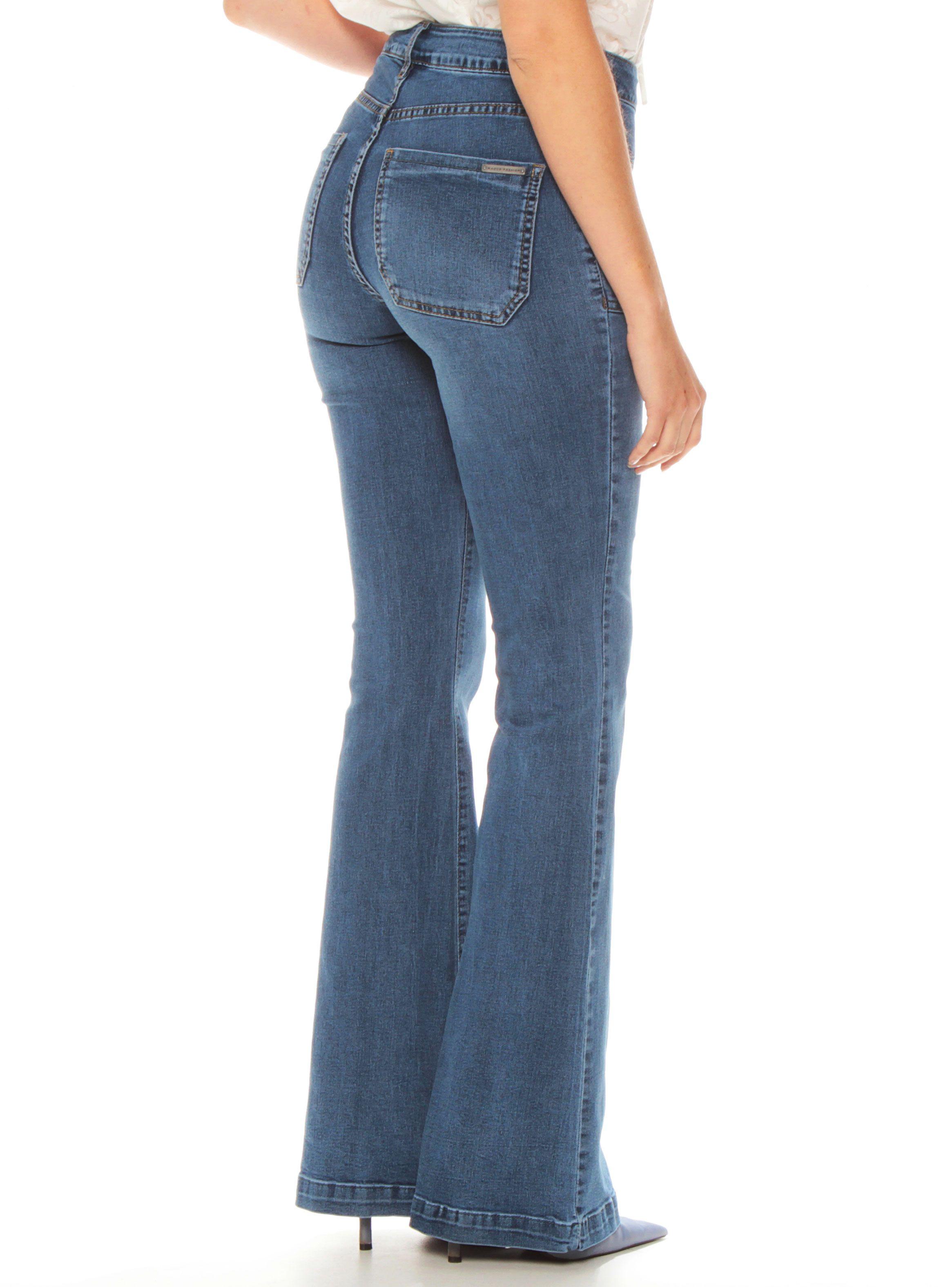 Jeans Cargo Flare Tiro Alto Tachas Pretina 1-1