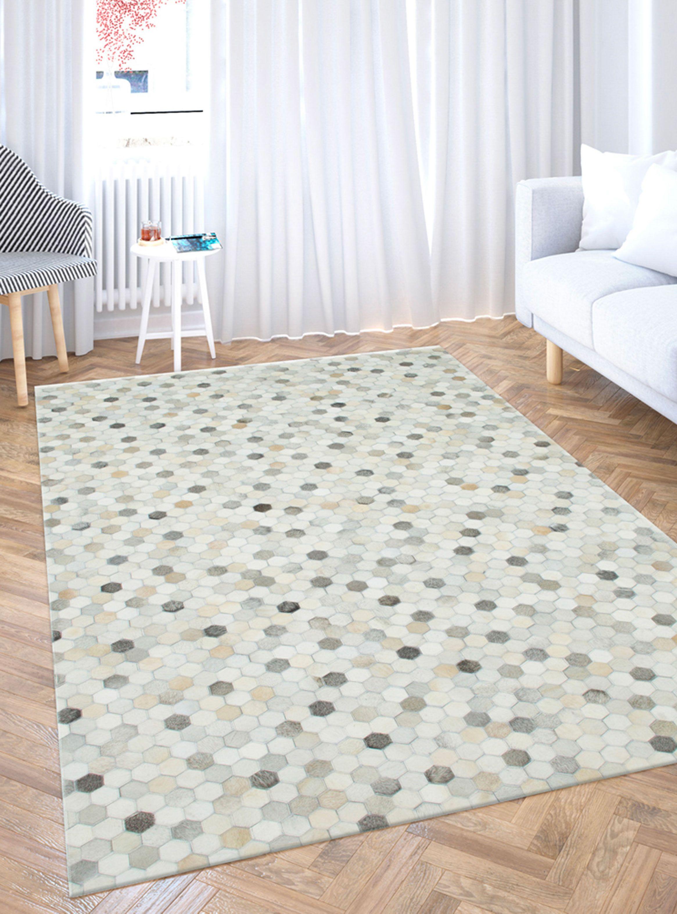 Alfombra Cuero Patch 140x200 cm Gris-2