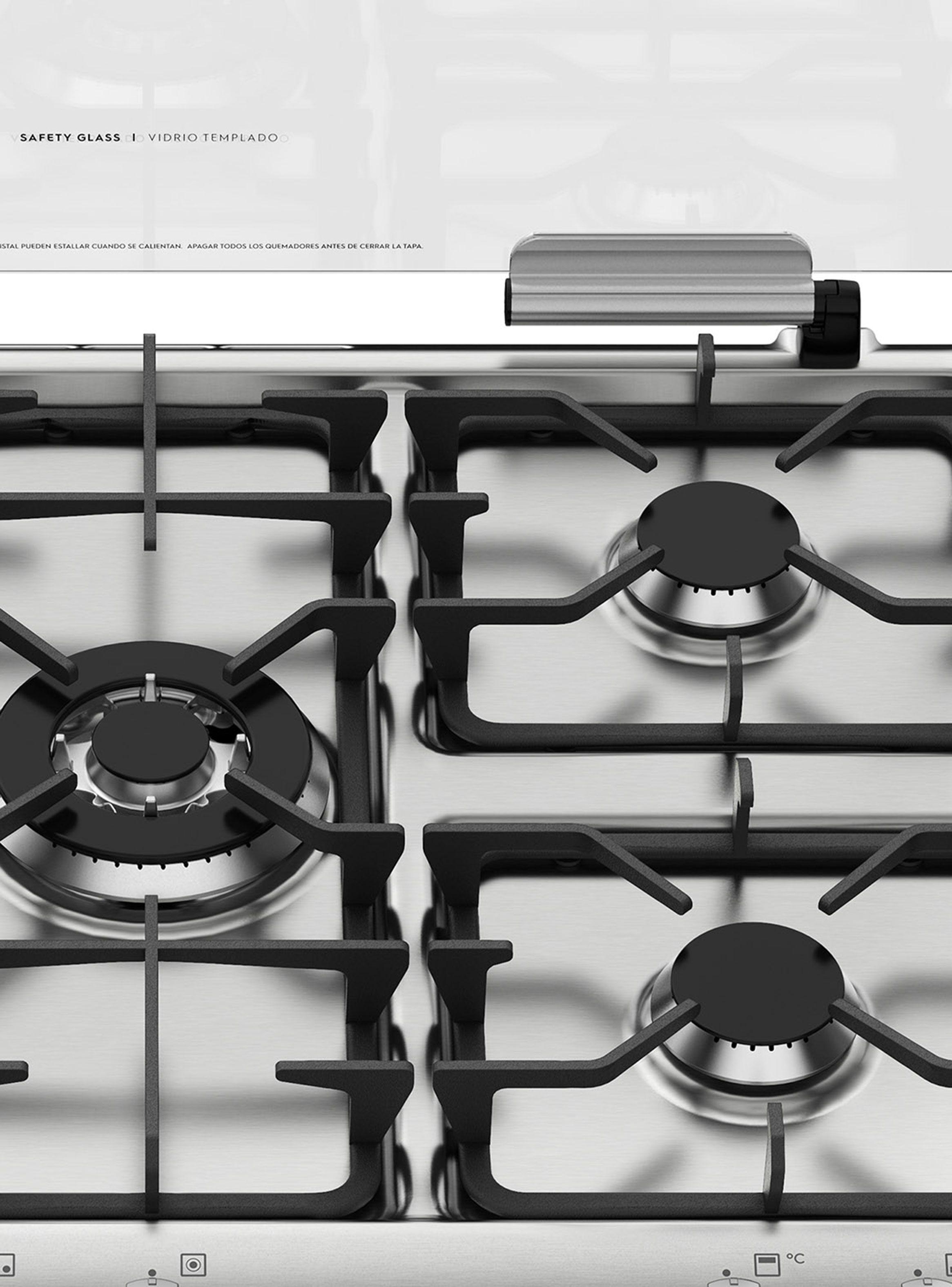 Cocina a Gas 5 Quemadores 76 DXT Color Espejado-3