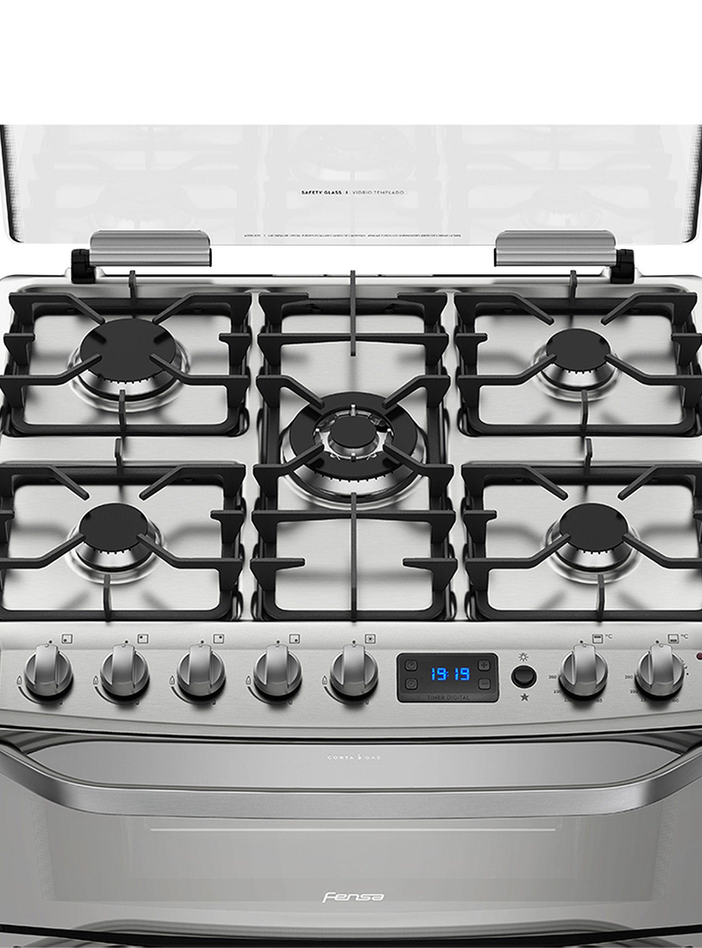 Cocina a Gas 5 Quemadores 76 DXT Color Espejado-2