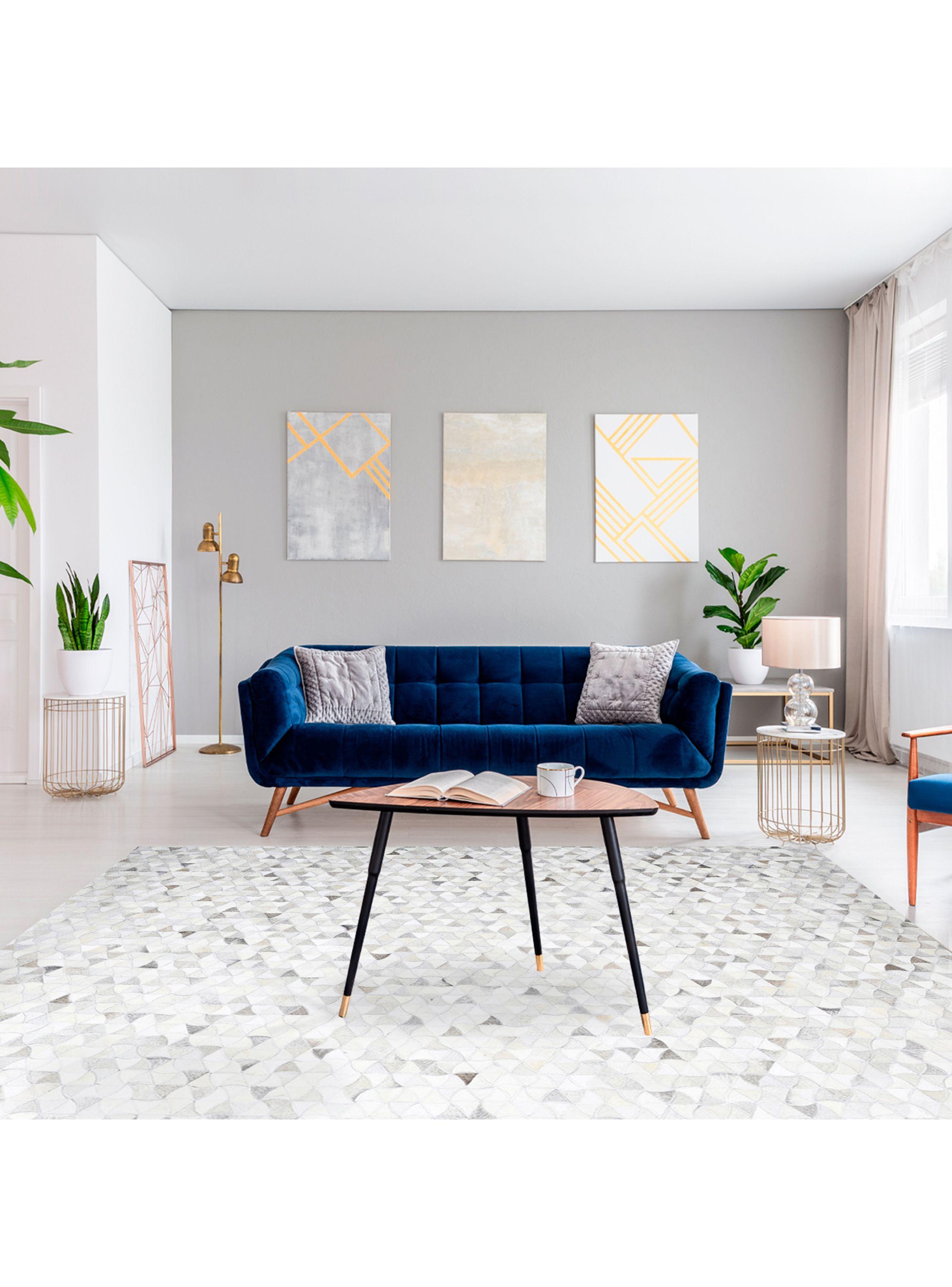 Alfombra Cuero Patch 230x330 cm Gris Rústico-2