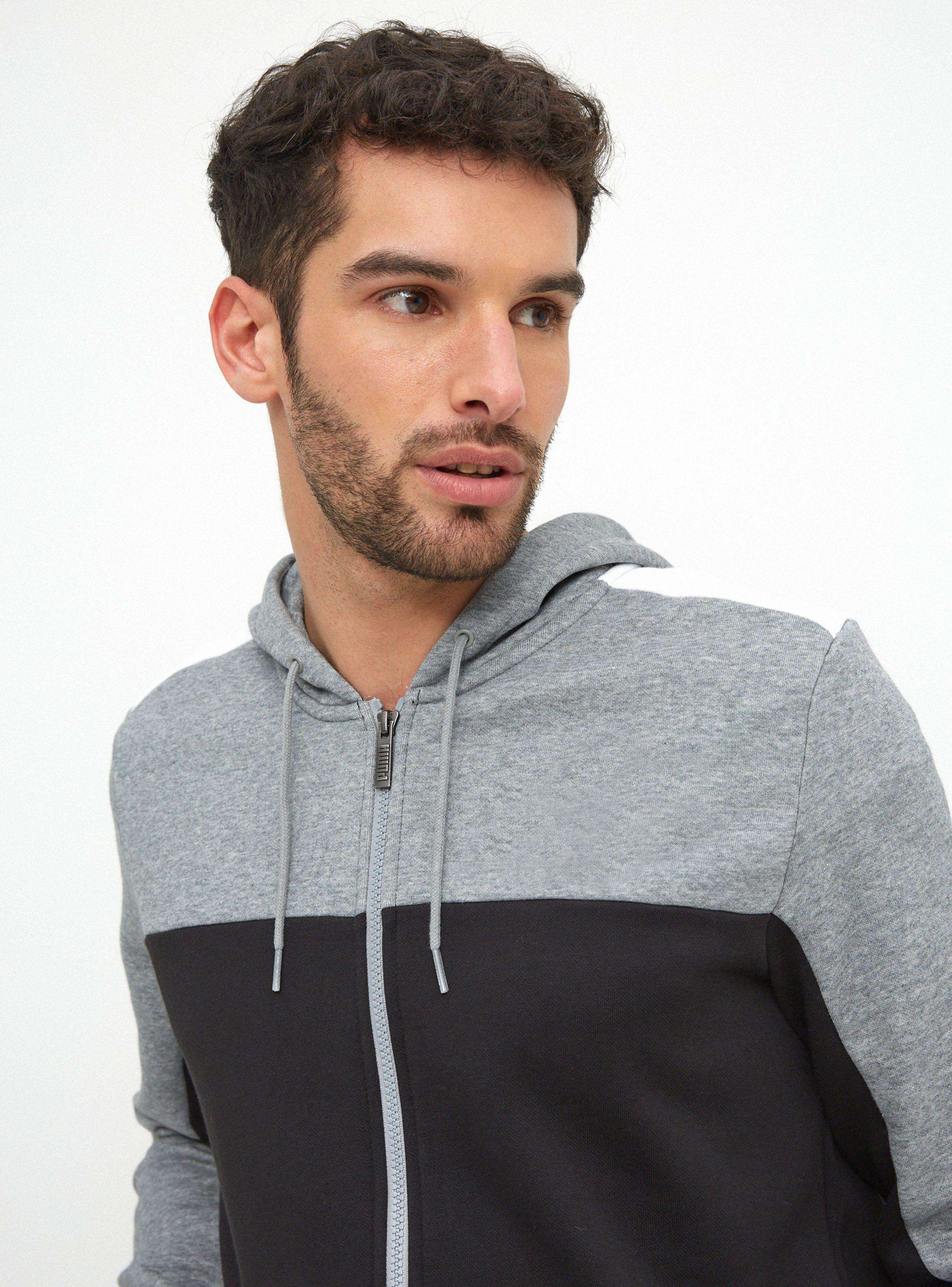 Polerón Ess+ Block Full-Zip Hoodie Fl Negro Hombre-2