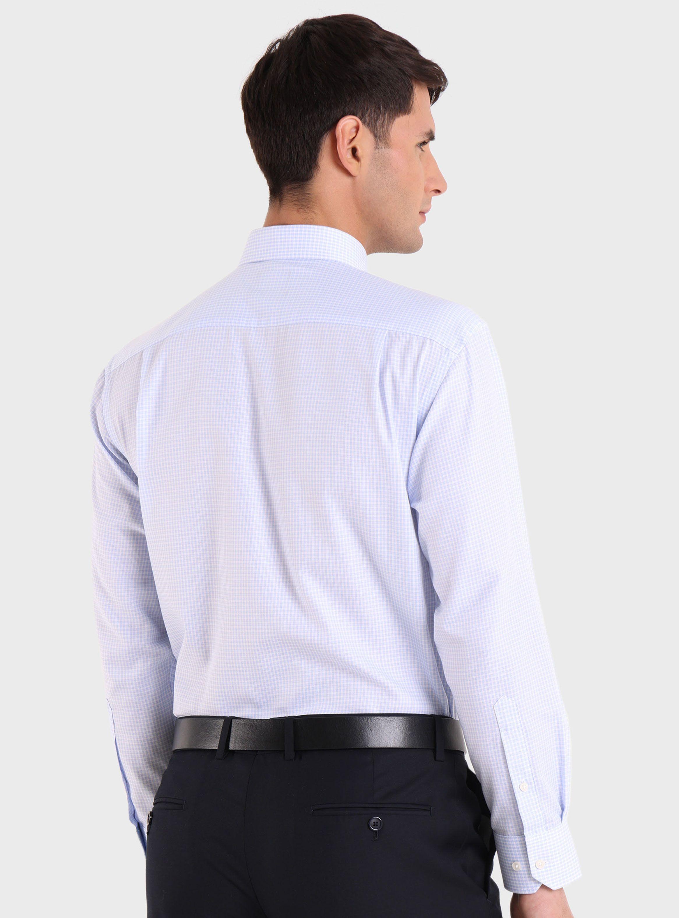 Camisa Estampada Cuadros Manga Larga-1