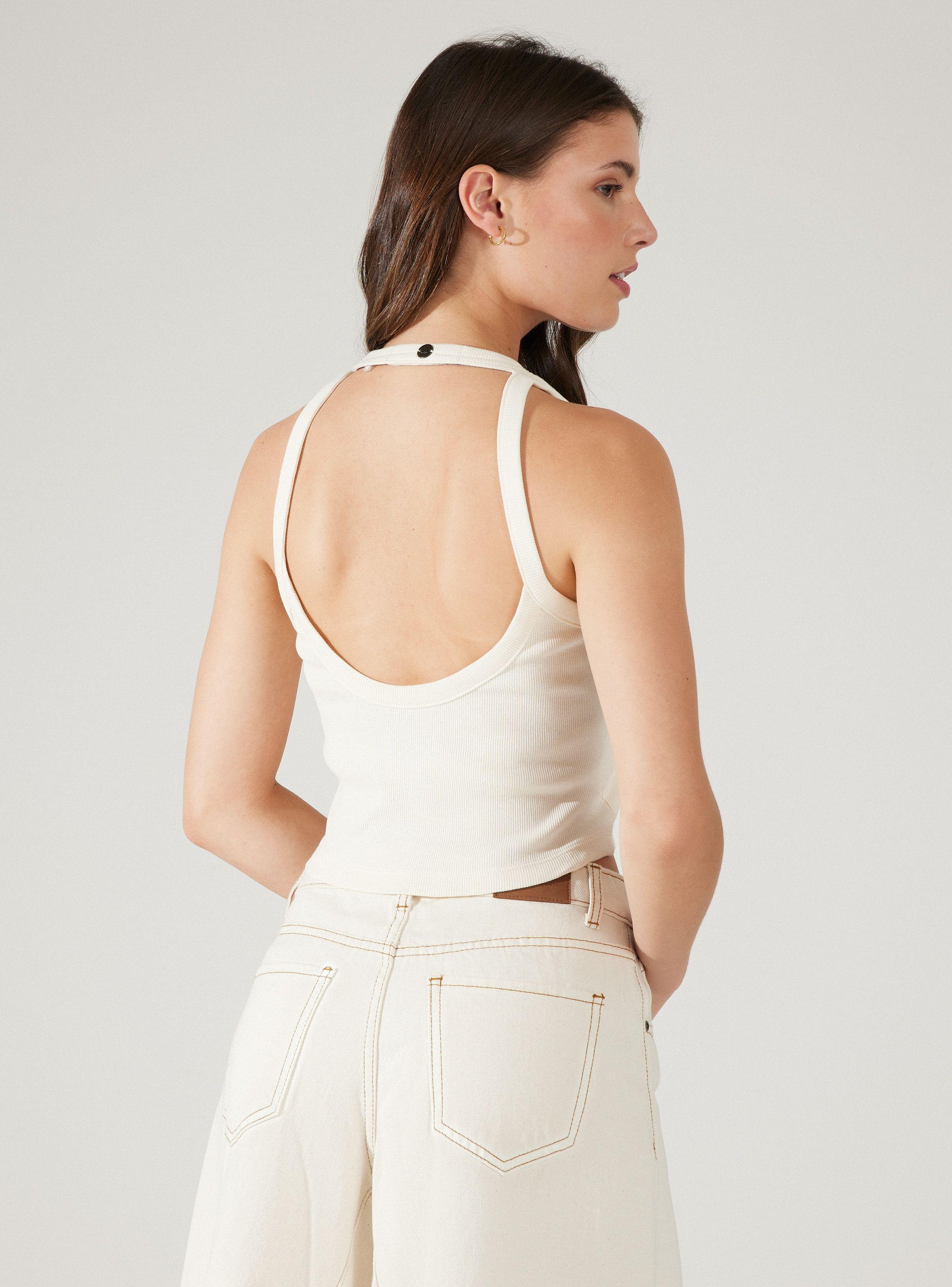 Polera Rib con Escote Ovalado en Espalda-1