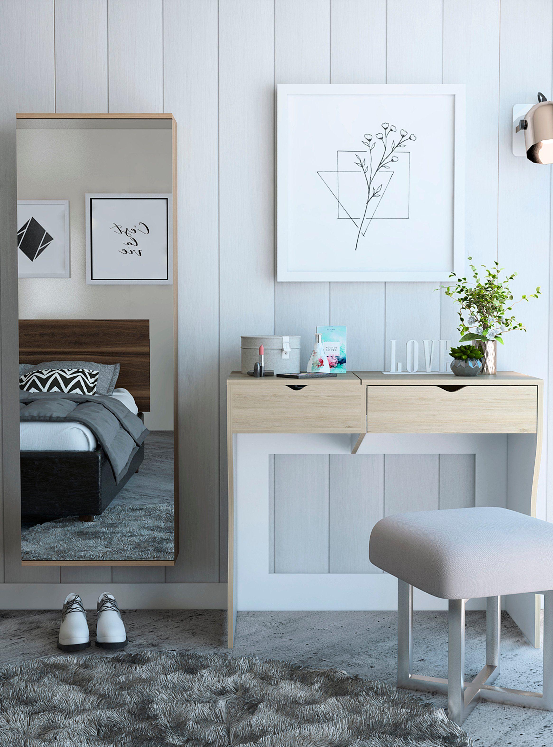 Mueble Tocador + Zapatero con Espejo Perla-3
