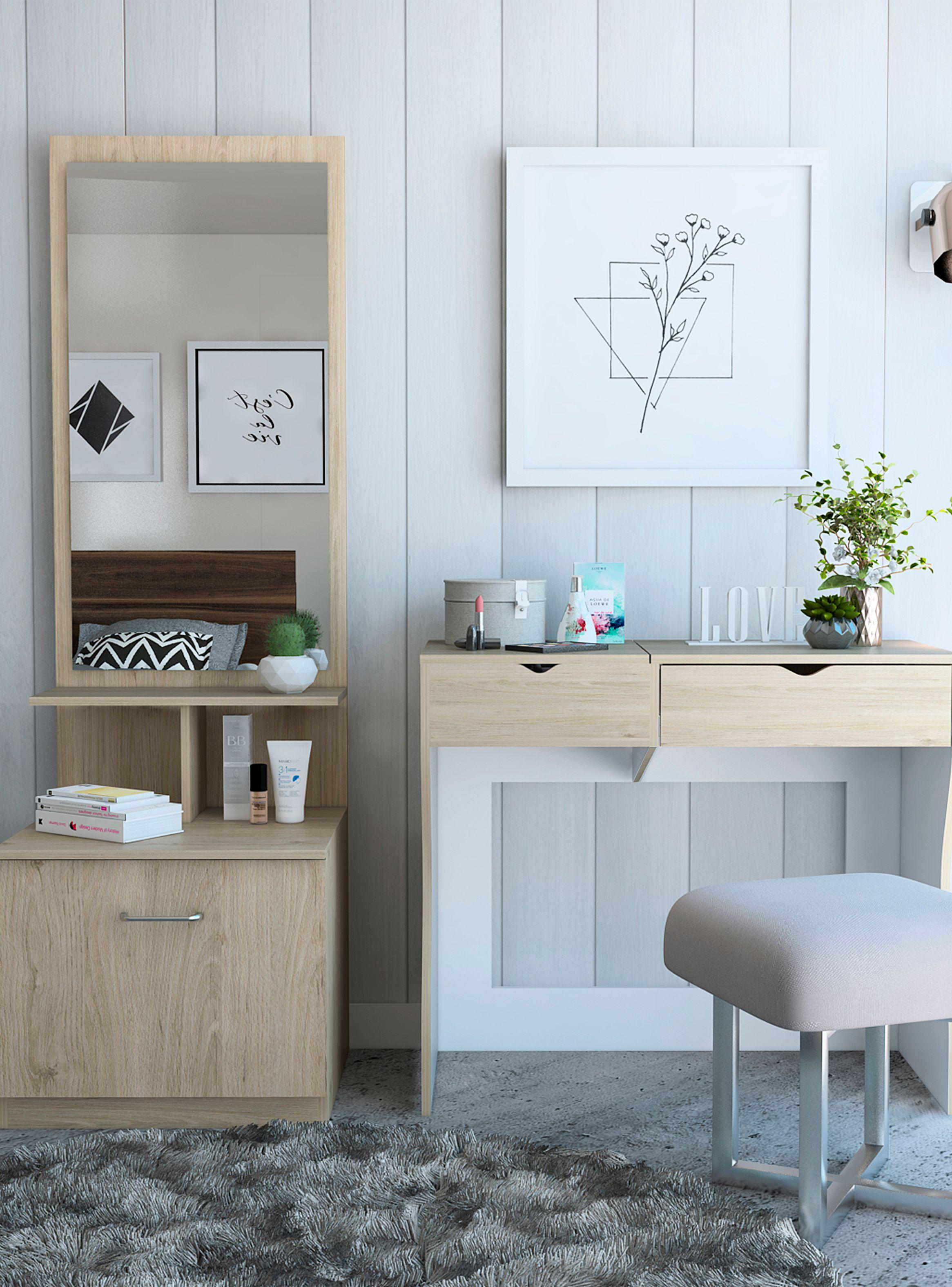 Mueble Tocador + Velador con Espejo-3