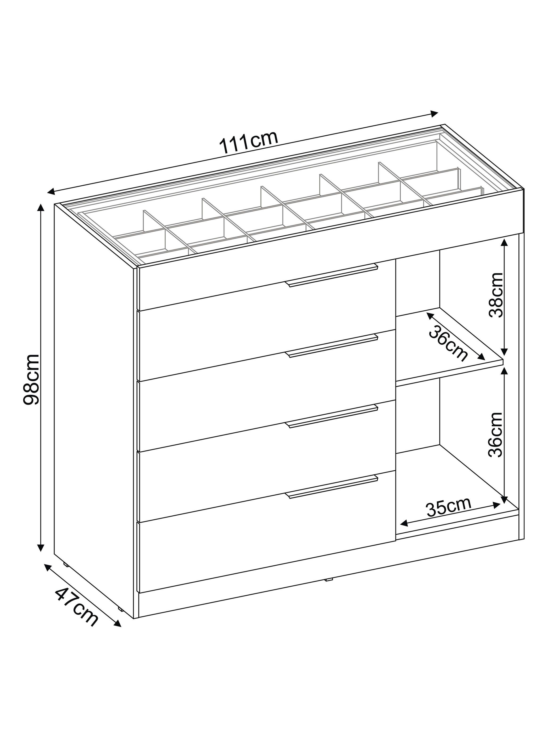 Cómoda Lume Porta Joga 4 Cajones 1 Puerta-1
