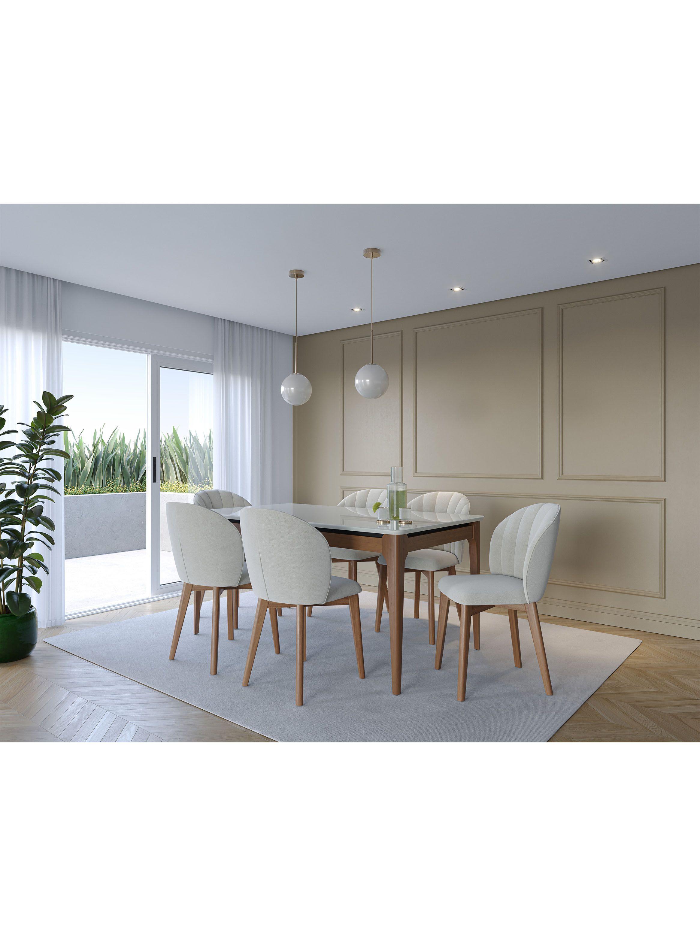Mesa de Comedor Addar 1.6 + 6 Sillas Alba Natural-5