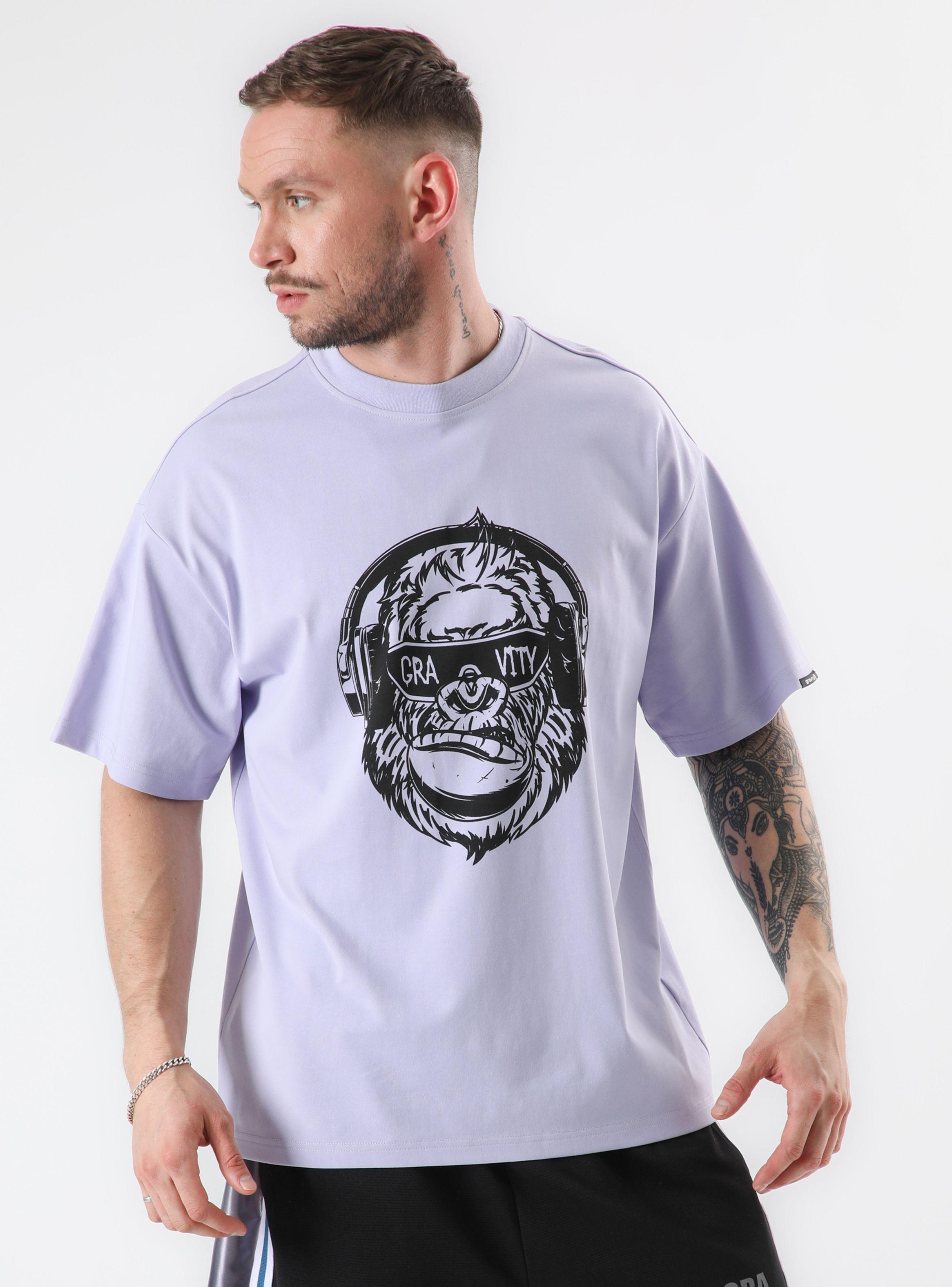 Polera MC Oversize Tela Heavy Weight, Front Print Gorila-0